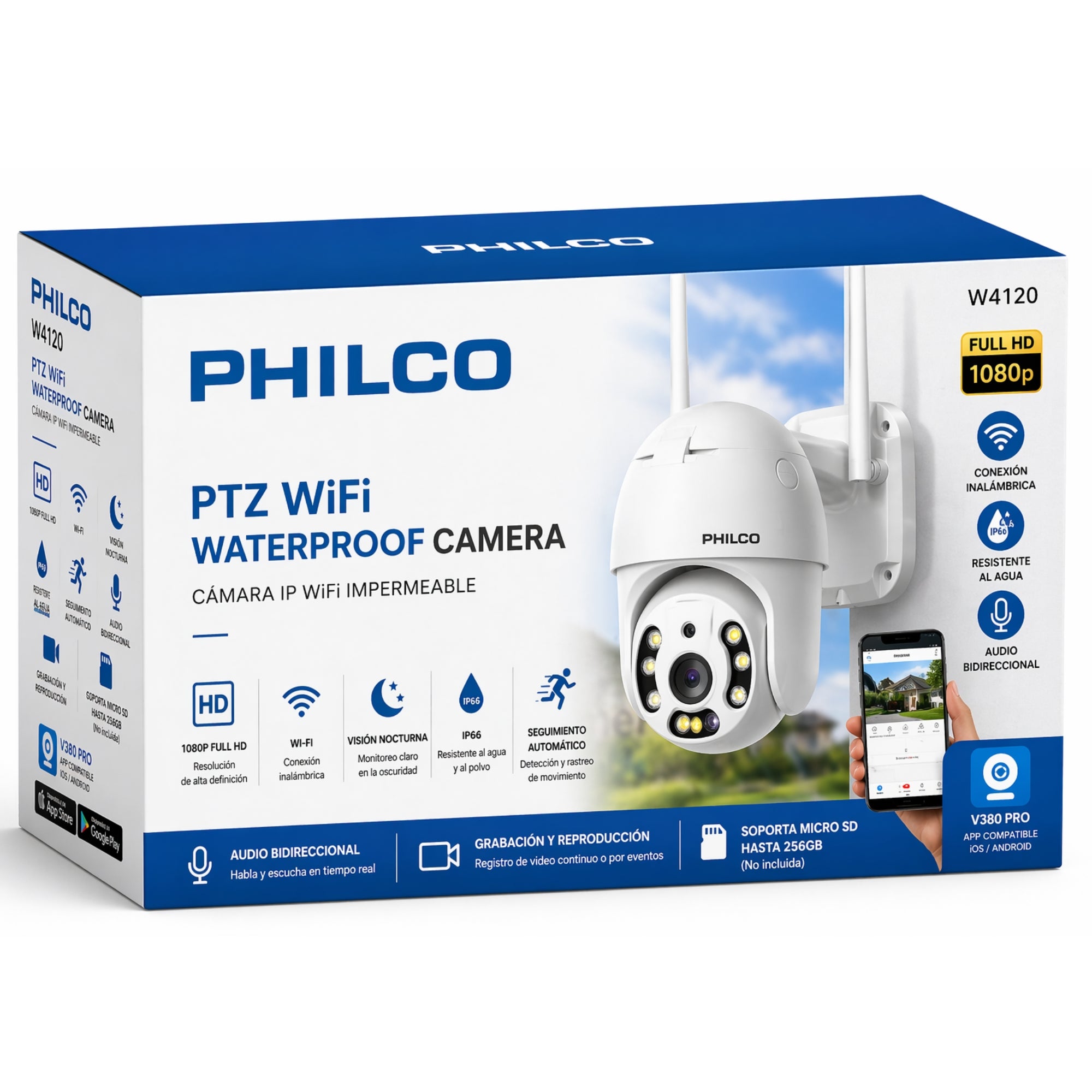 Cámara de Seguridad Robótica 1080p PTZ Wifi WaterProof IP66
