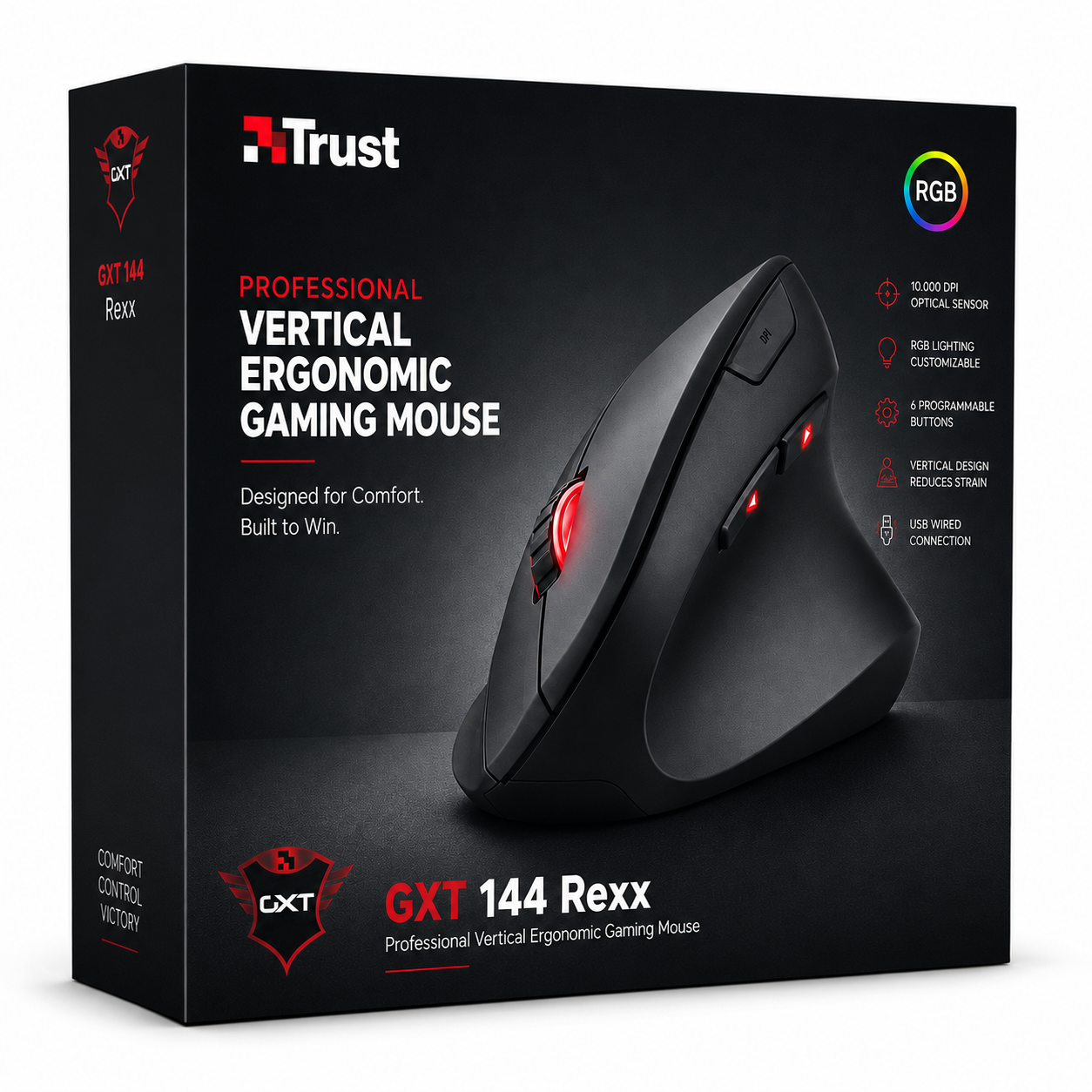 Mouse Gamer Vertical Pro Trust Gxt 144 Rexx 10.000 Dpi 22991
