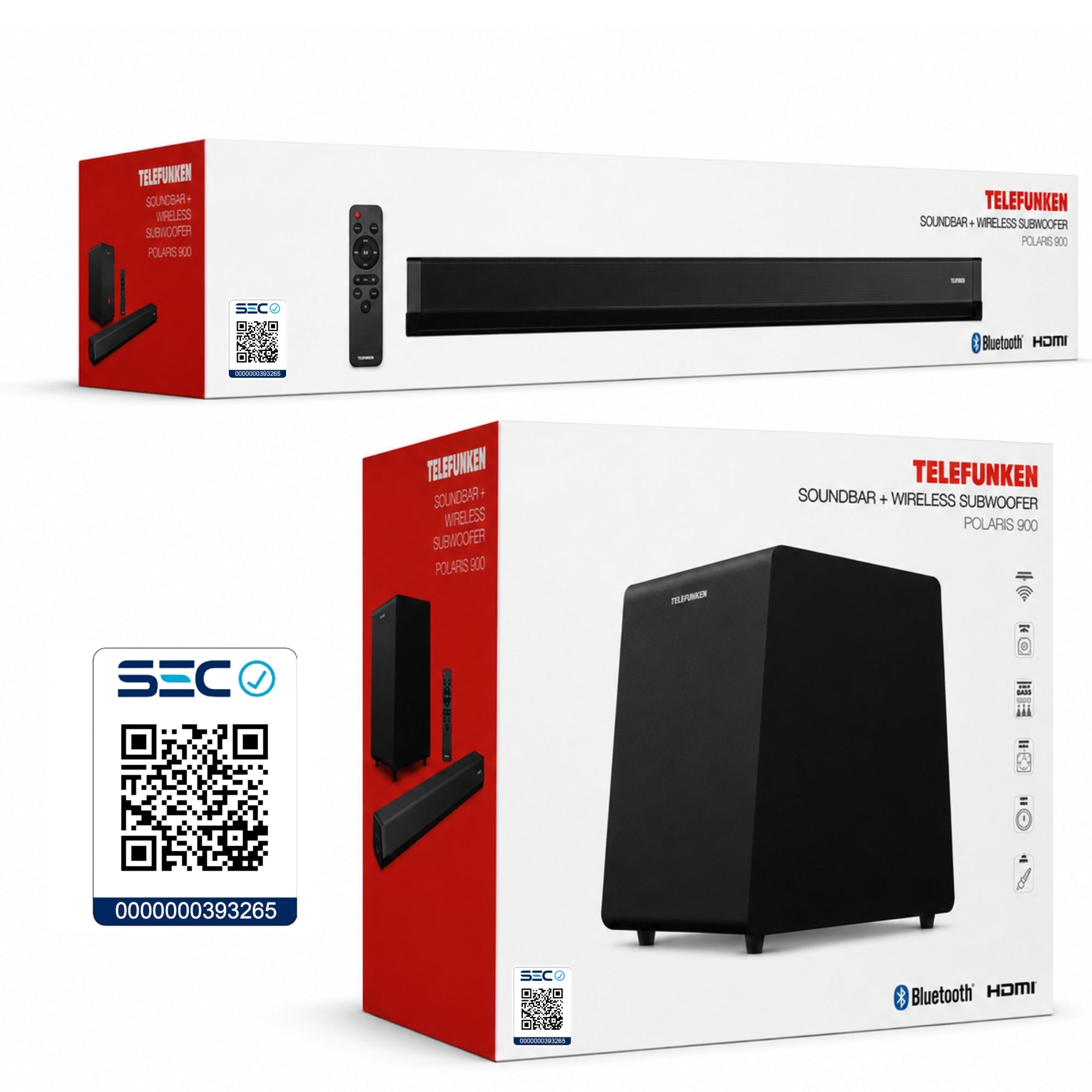 Soundbar + Subwoofer 8" Wireless Sound System Bluetooth 350W