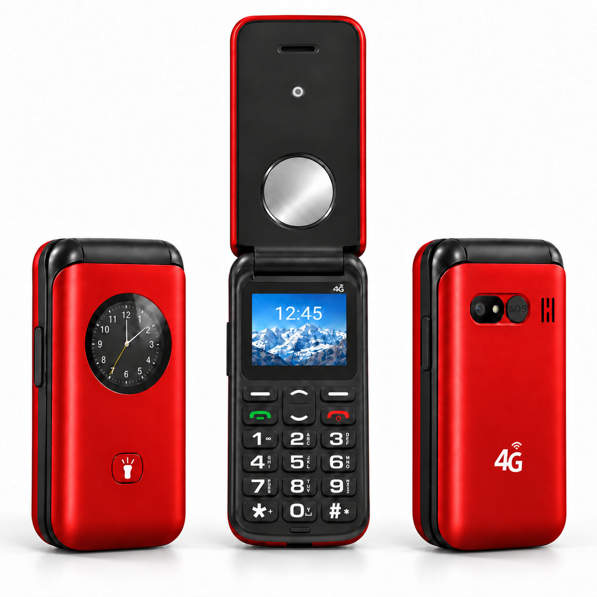 Celular Adulto Mayor 4G Tipo Almeja Liberado Botón SOS Rojo