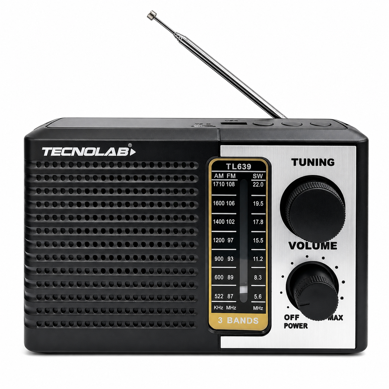 Radio Portátil AM/ FM/ SW Recargable +Pilas + Luz LED 5W RMS