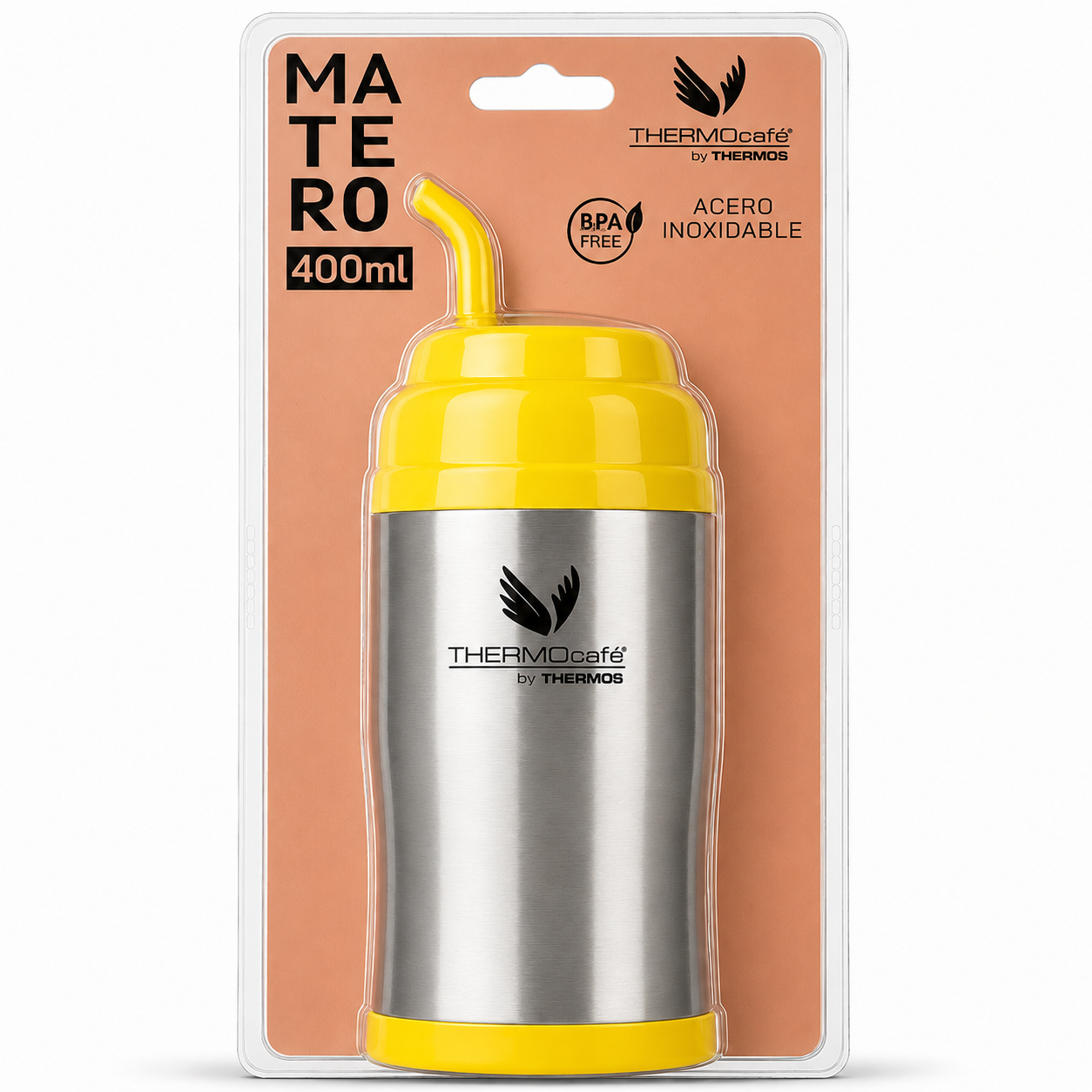 Vaso Térmico MUG Matero Inoxidable Thermos Amarillo 400ML