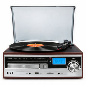 Toca Disco Tornamesa IRT Bluetooth/Aux/Cassette/USB/CD/SD/FM