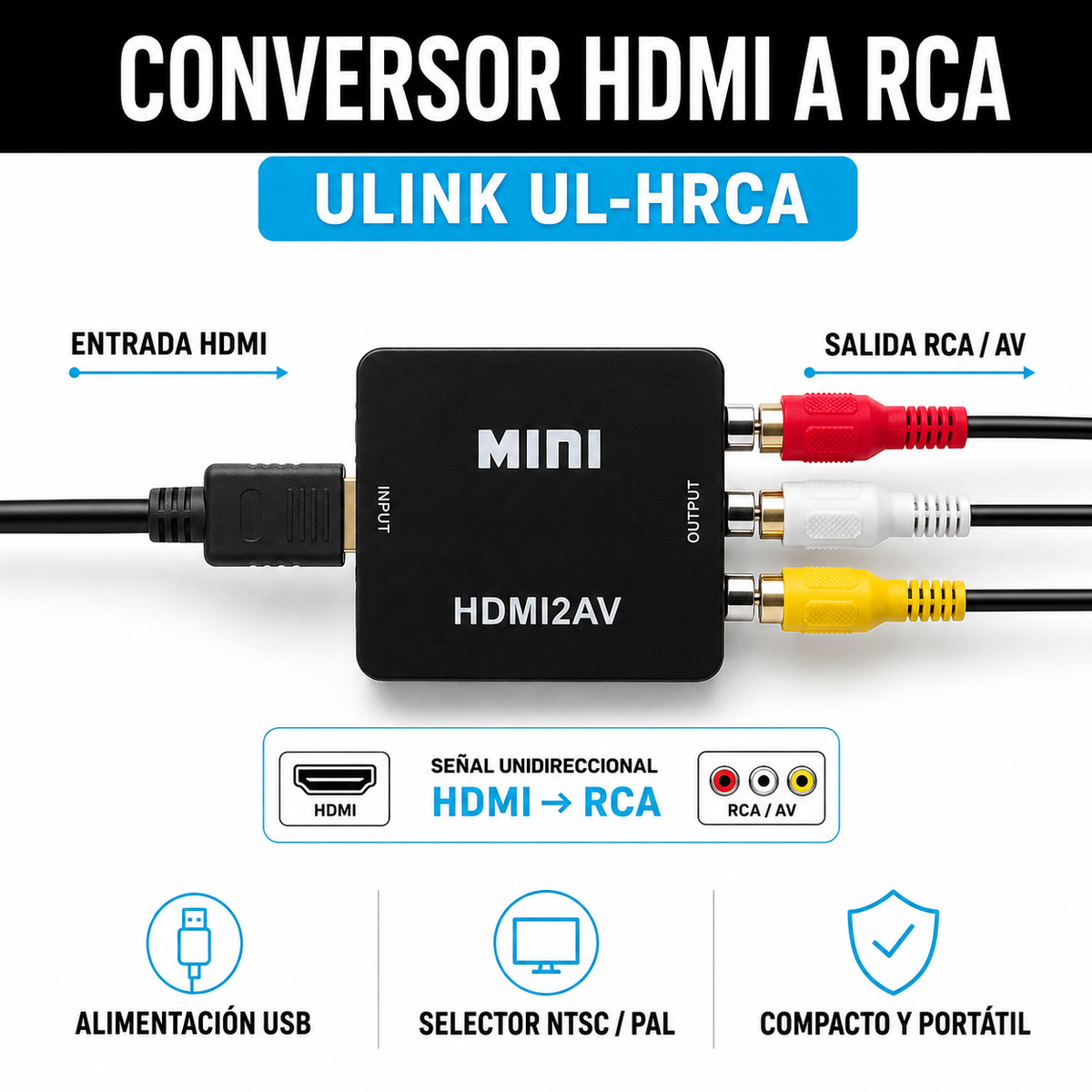 Conversor de entrada HDMI a Salida RCA Full HD Ulink UL-HRCA