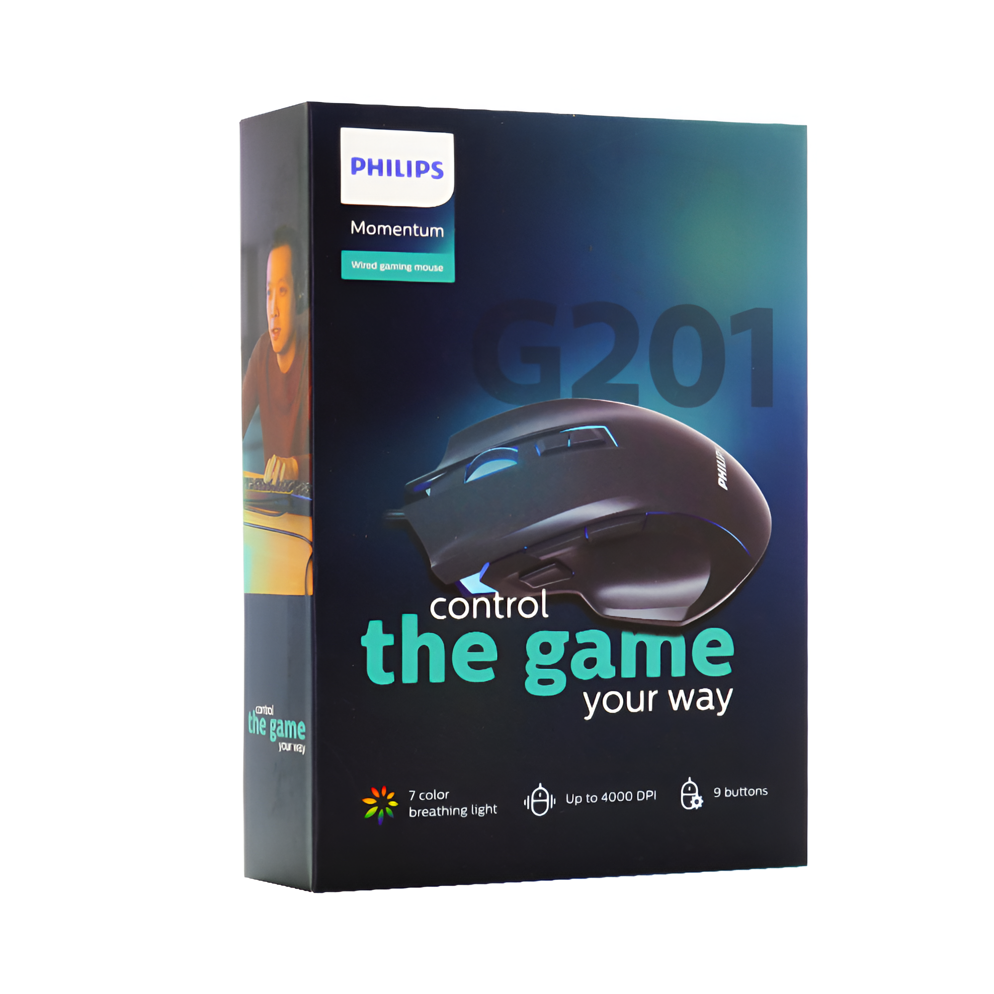 Mouse para Gamers Philips G201 Full RGB 4000 DPI - 9 Botones