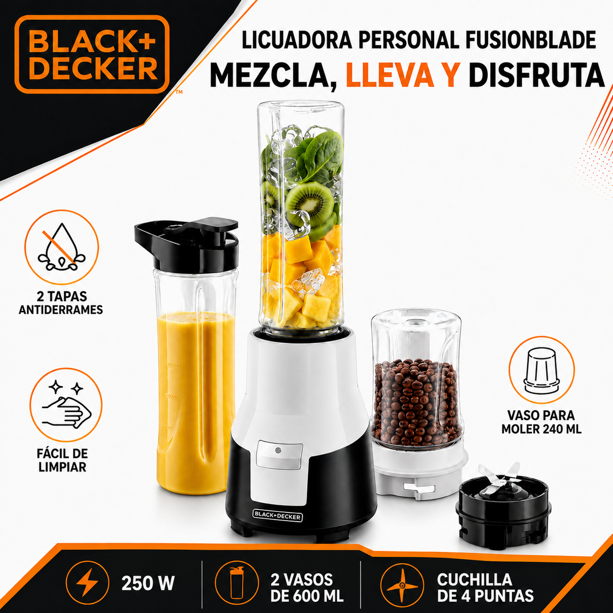 Licuadora Personal Fusion Blade Black + Decker PB22340-CL
