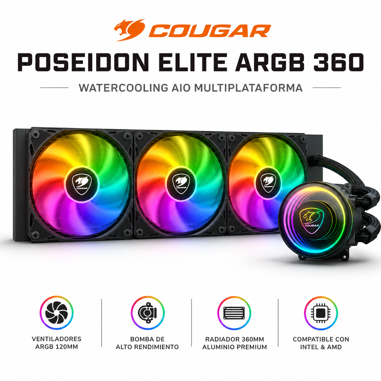 Refrigeración Líquida Cougar 360 Full ARGB Multiplataformas