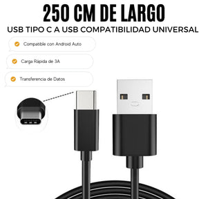 Cable De Datos USB-C a USB-A Multiplataformas 2.5 Metros 3A
