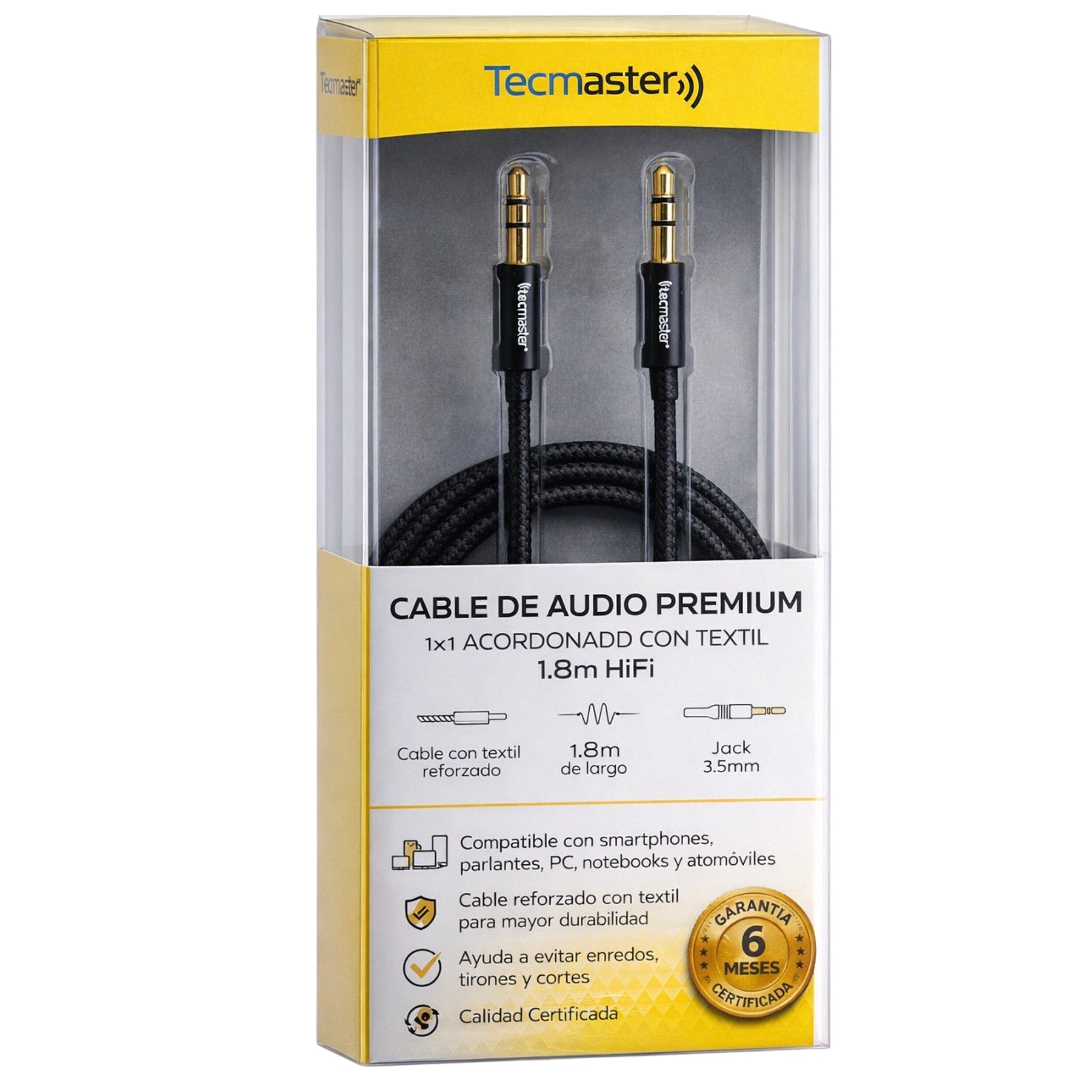 Cable De Audio Premium 1x1 Acordonado con Textil 1.8m HiFI