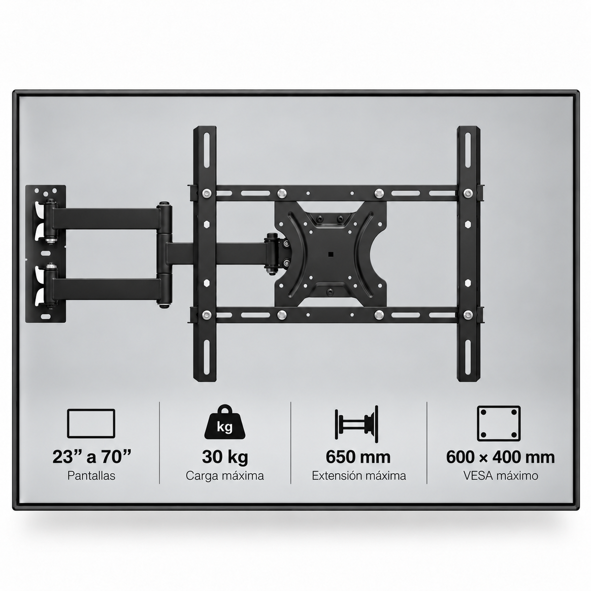 Soporte de TV con Brazo de 65CM para 70" Max Acero Reforzado