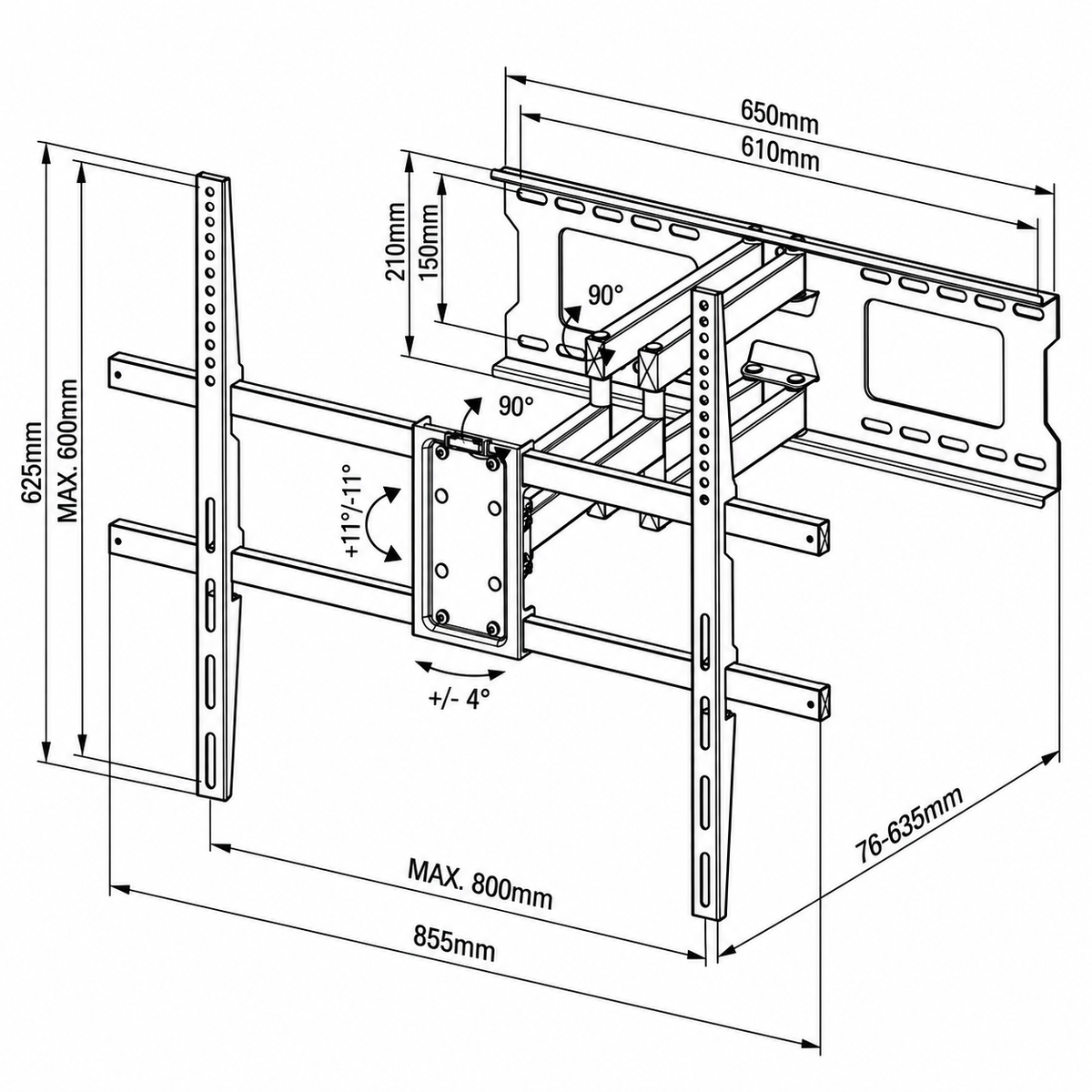 Soporte de TV Profesional con Brazo Acero Reforzado 100" Max