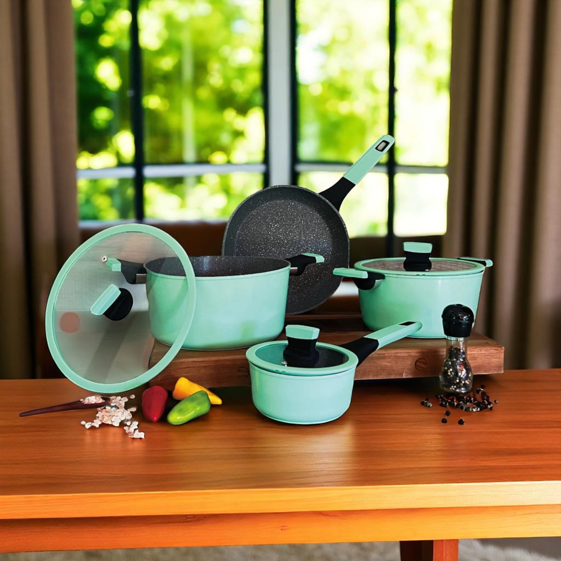 Pack Batería de Cocina Profesional KW Marble - Aluminio Mint