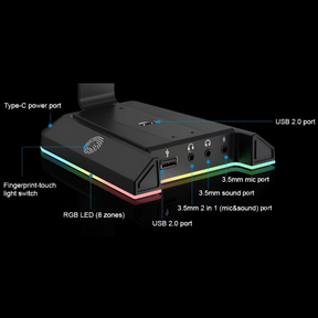 Soporte de Audífonos Full RGB Multimedia 7.1 + Puertos USB