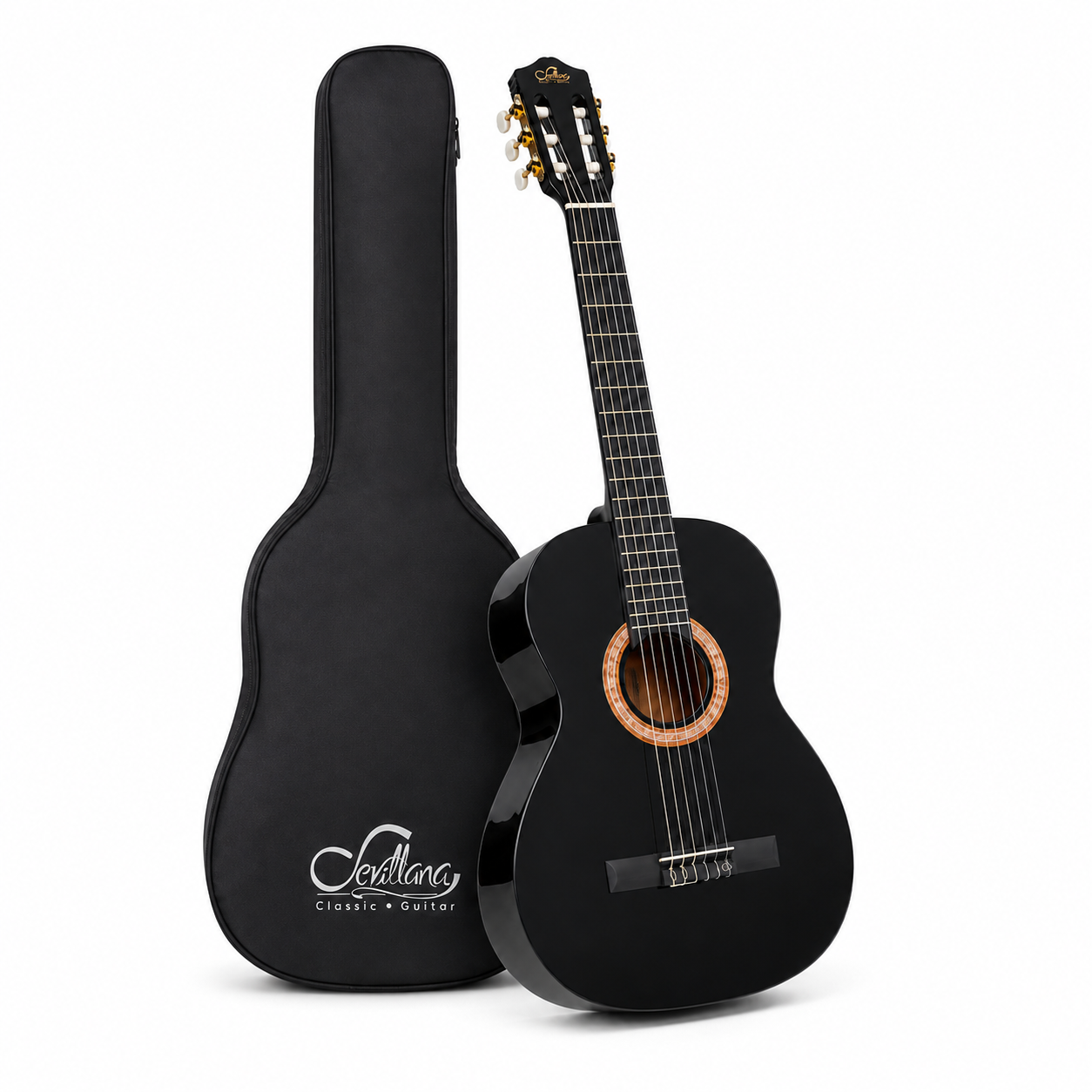 Guitarra Clásica Sevillana 39” Negro con Alma + Funda 8448