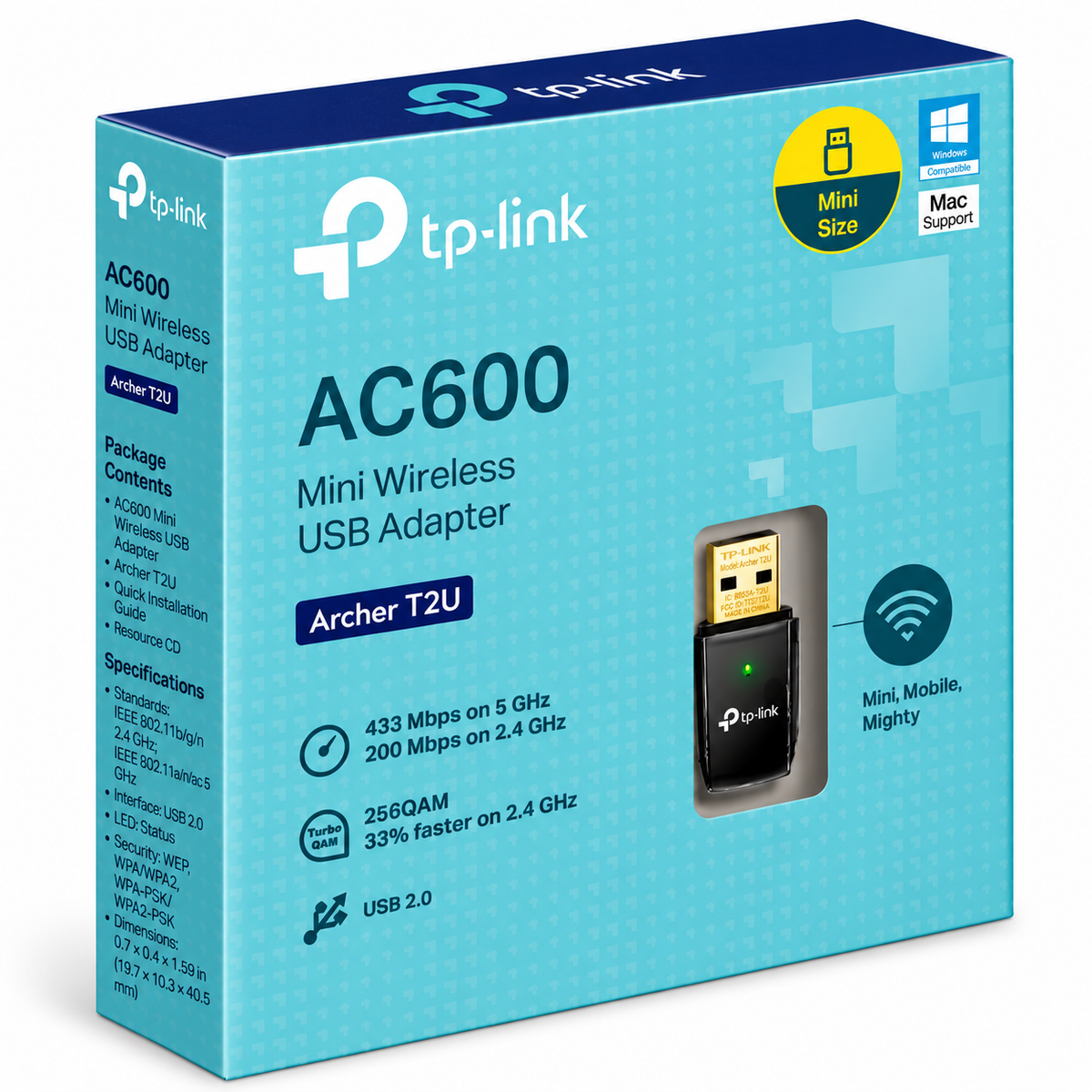 Adaptador Wifi Usb Tp-Link Doble Banda Full Speed 600 Mbps Archer T2U
