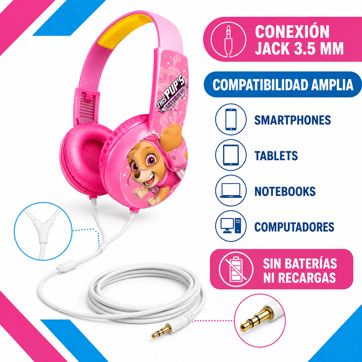 Audífonos Nikelodeon Paw Patrol SKY HP203371-SKY (Niños)
