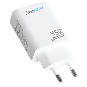 Cargador Pared 45W GAN PD Type-C + USB Tecmaster SEC 200540