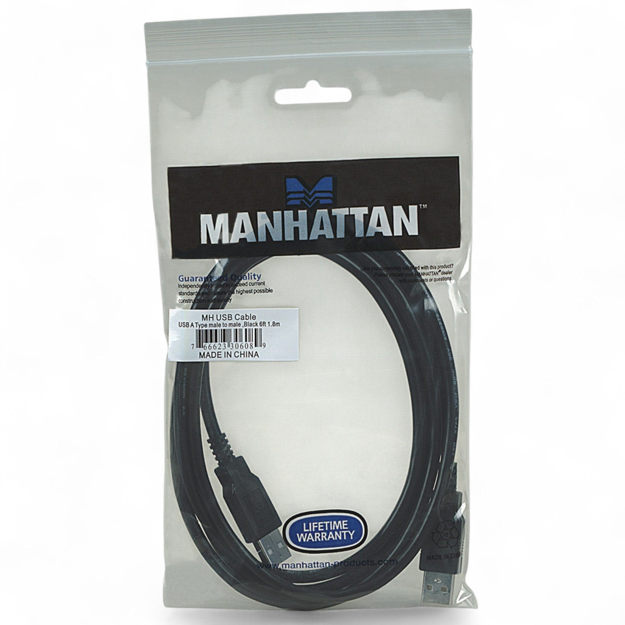 Cable De Datos USB A USB Macho - Macho 1.8M Manhattan 306089