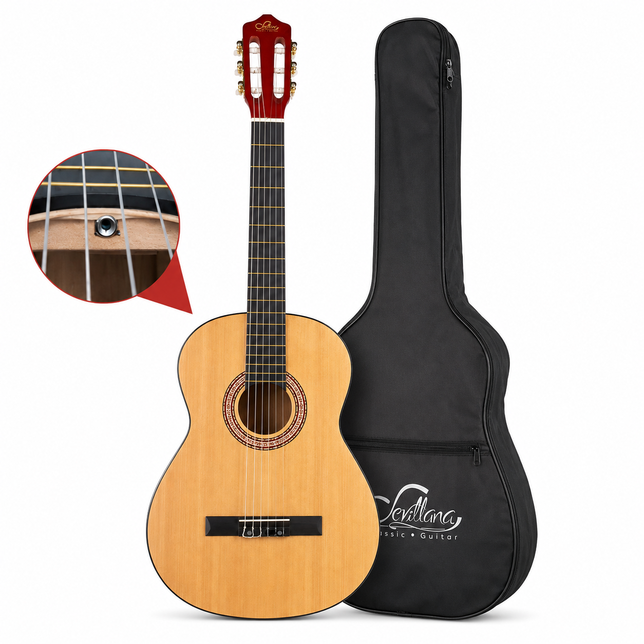 Guitarra Clásica Sevillana 39” Natural con Alma + Funda 8446