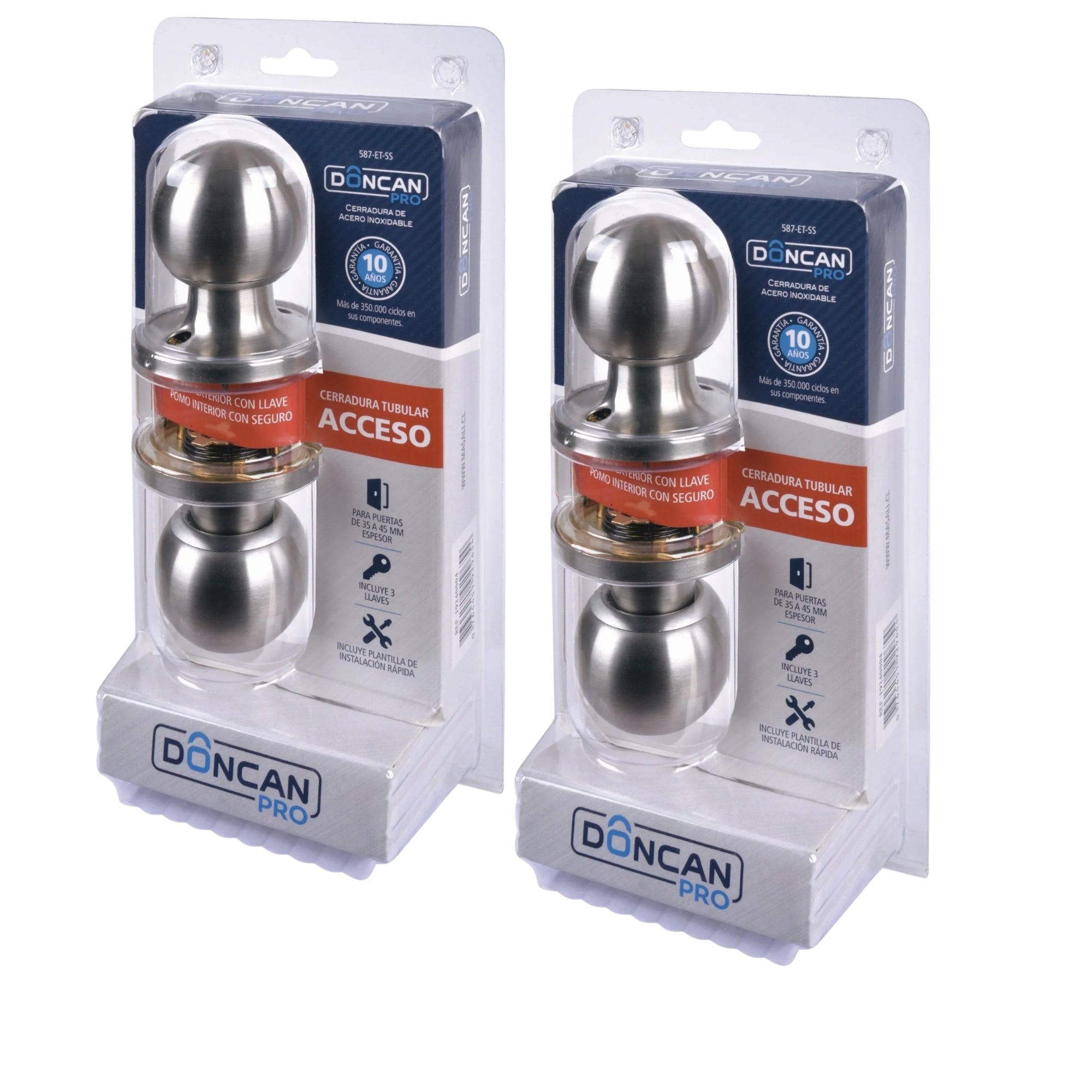Pack de 2 Cerraduras de Acceso Doncan Pro Acero Inoxidable