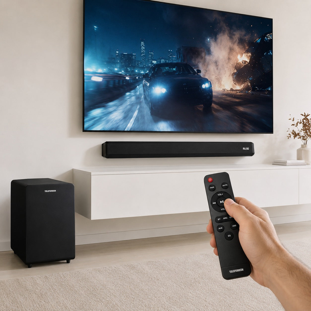 Soundbar + Subwoofer 8" Wireless Sound System Bluetooth 350W