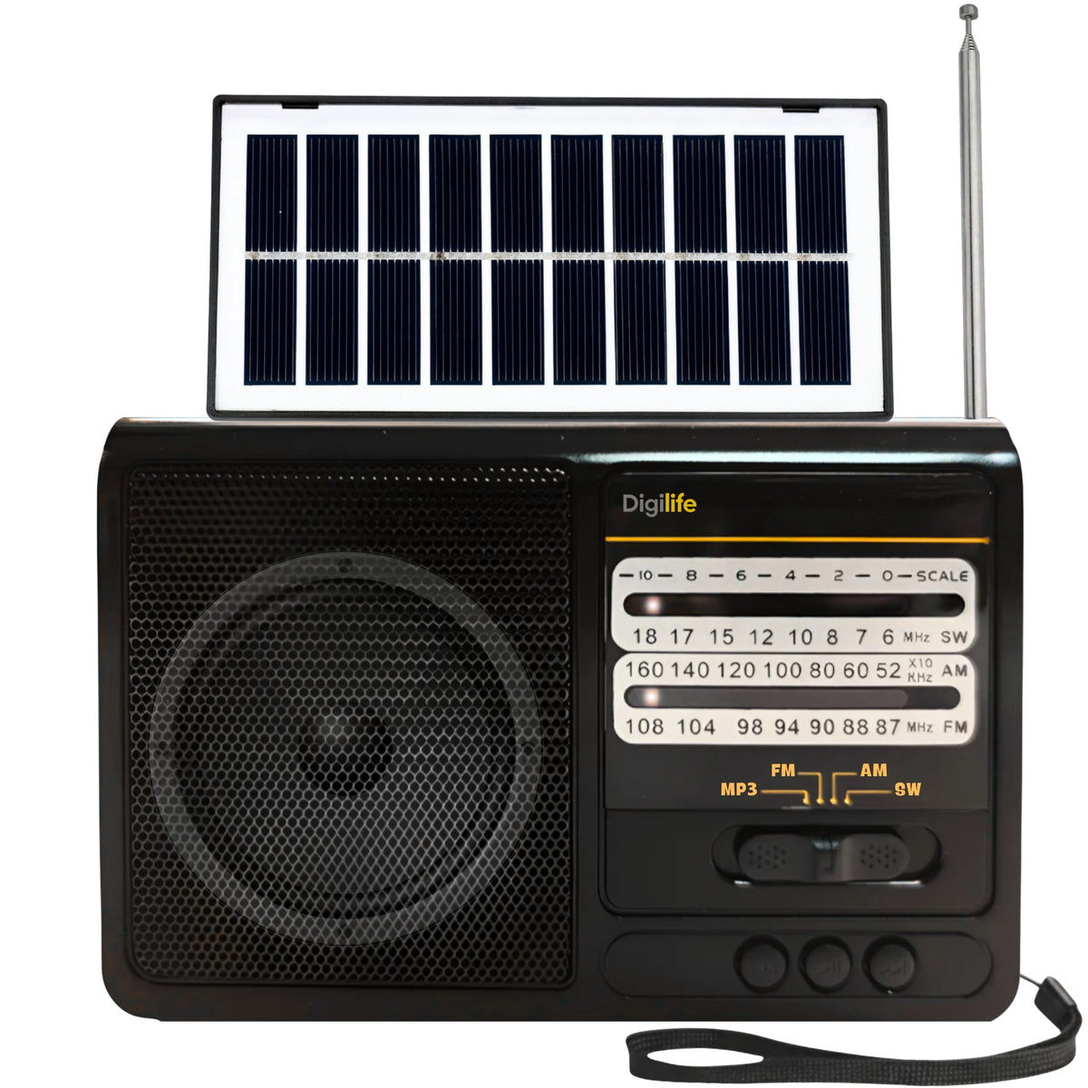 Radio Solar Recargable Multibanda AM/FM/ SW/MP3/SD/ Linterna
