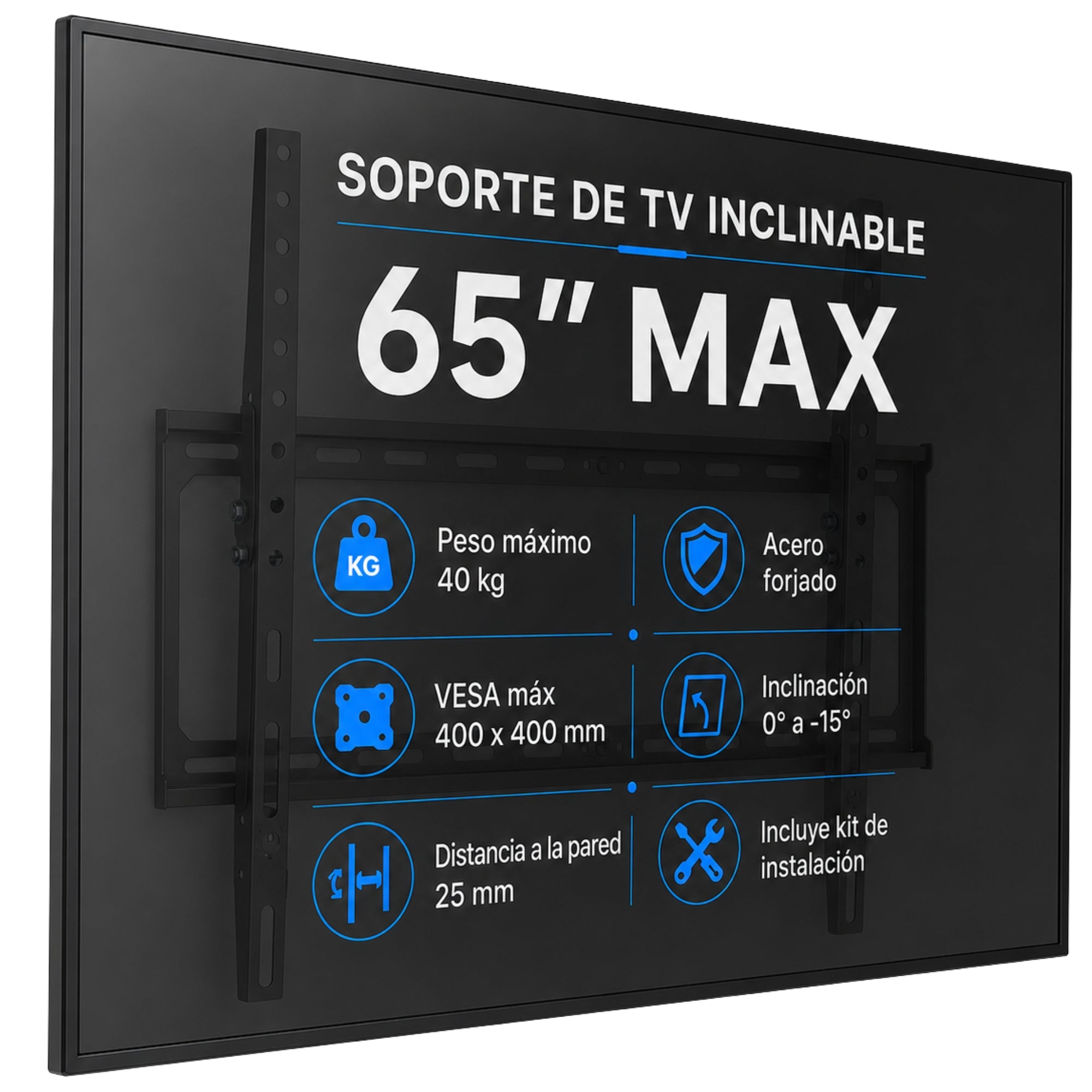 Soporte de TV Fijo de 26" A 65" 50KG Max Acero Forjado BK56