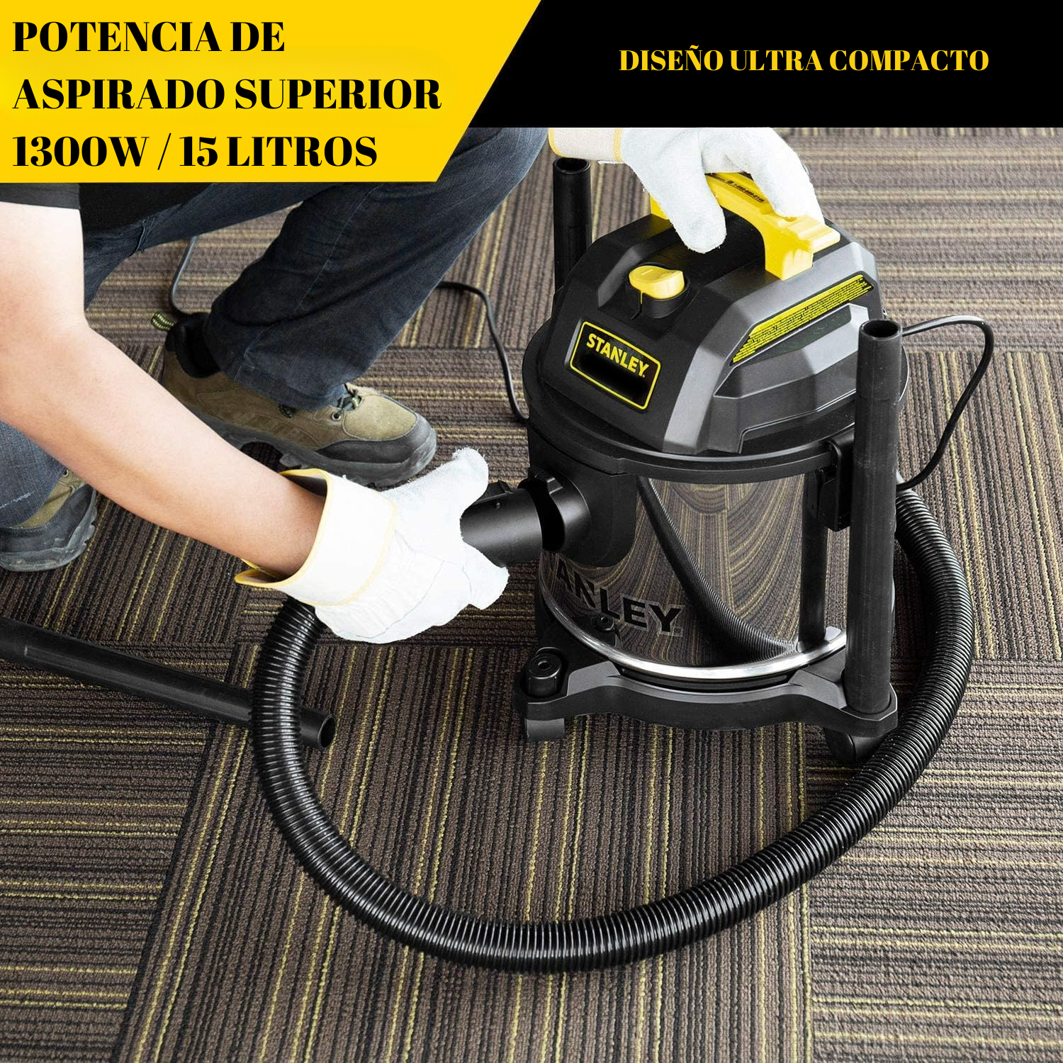 Aspiradora y Sopladora Stanley Inox 15LT 1300W Seco y Húmedo