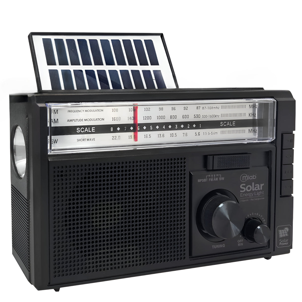 Radio AM/ FM/ SW/ BT Recargable USB-C + Carga Solar & Pilas