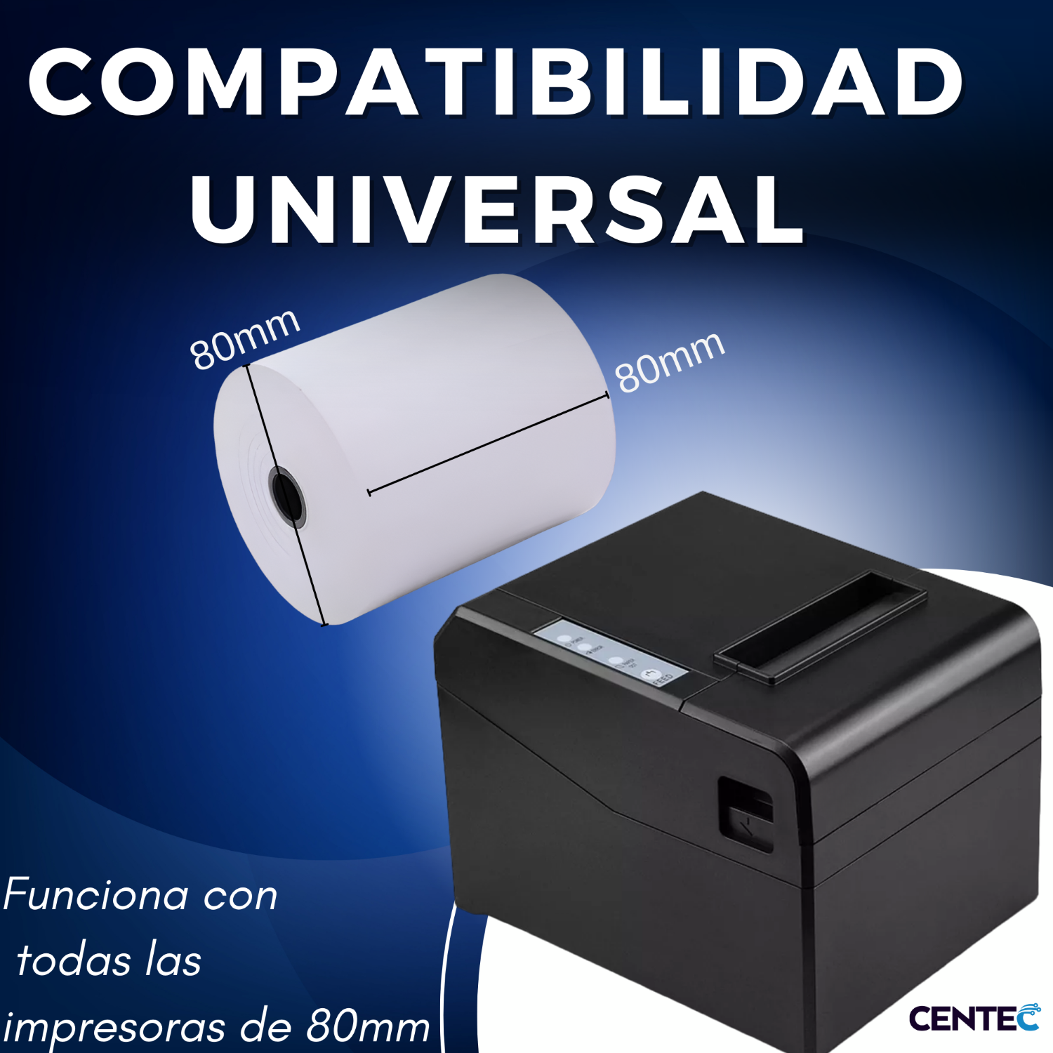 Rollo Térmico 80X80mm (Pack 10 Unidades) Premium Quality 59G