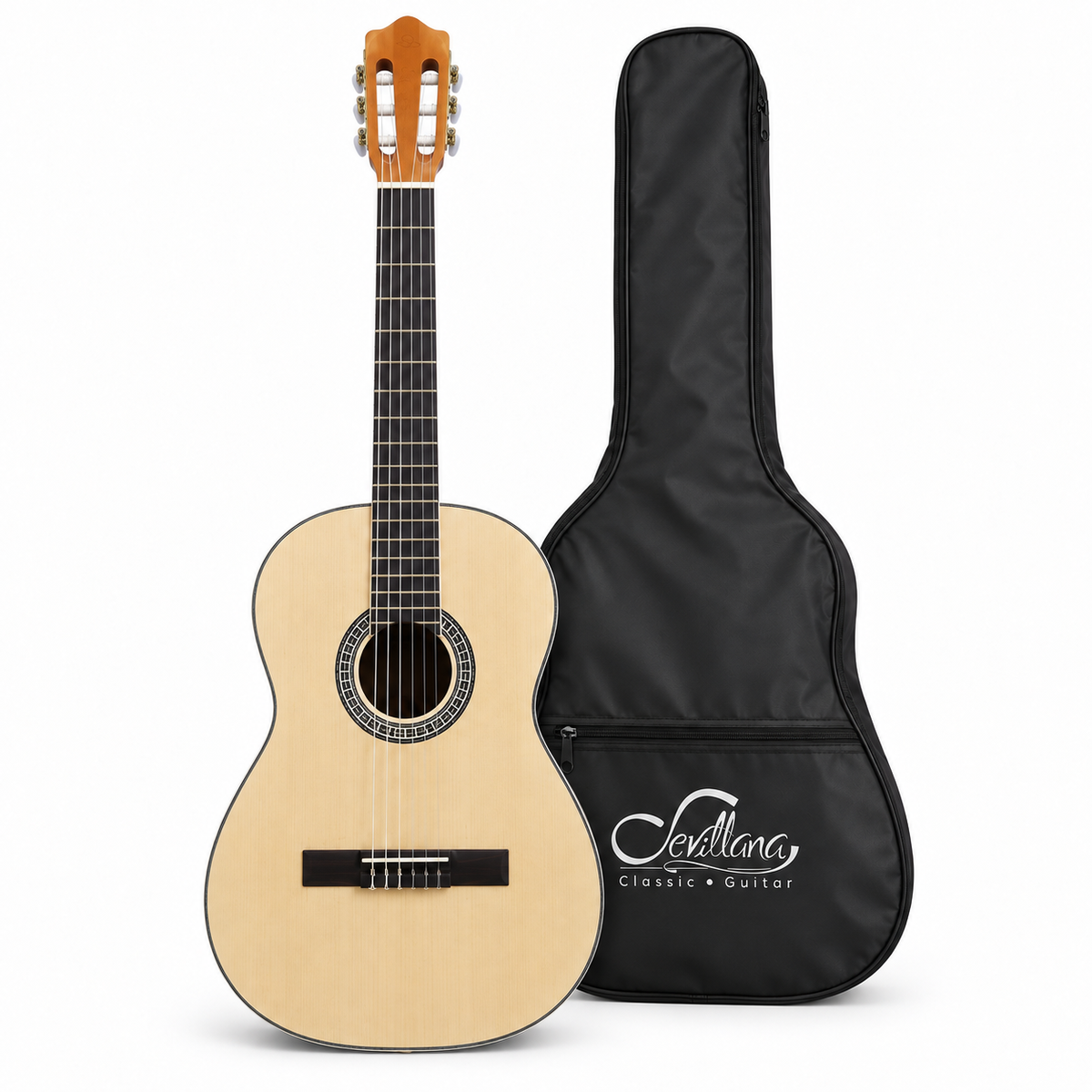 Guitarra Electroacústica Sevillana 39” Natural Estandar Con Alma Ajustable y Funda 8941