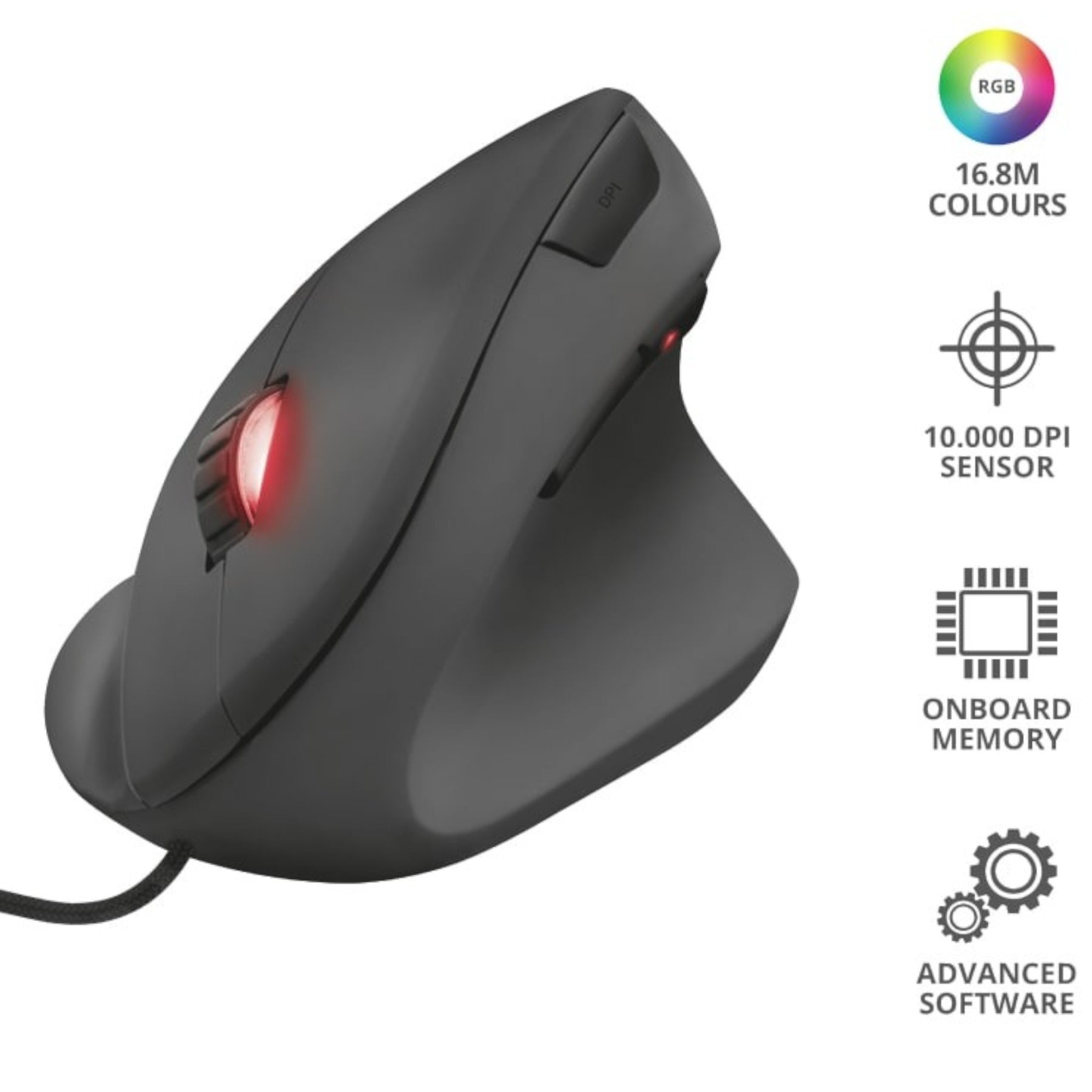 Mouse Gamer Vertical Pro Trust Gxt 144 Rexx 10.000 Dpi 22991