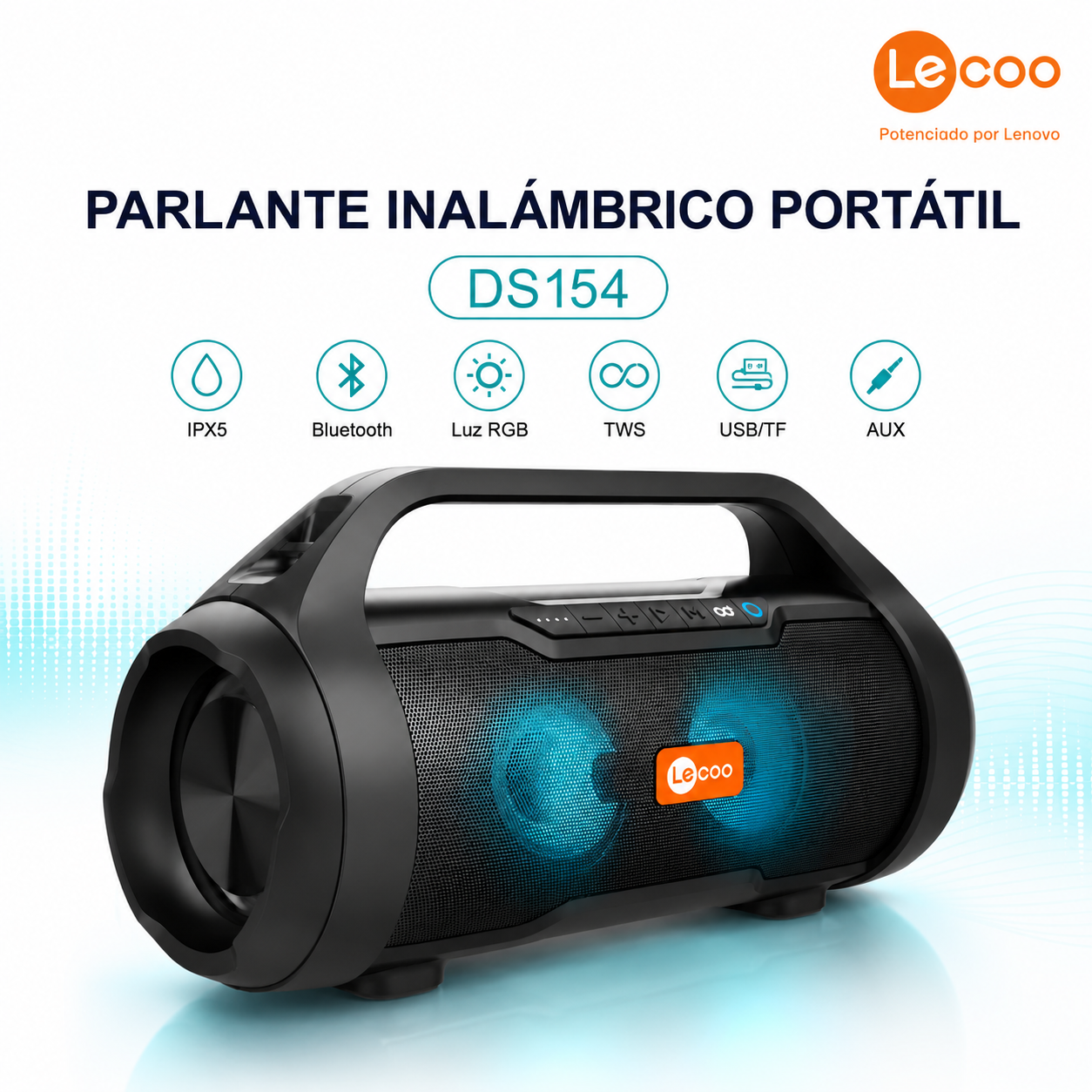 Parlante Portatil Lenovo Leco DS154 Bluetooth Retroiluminado