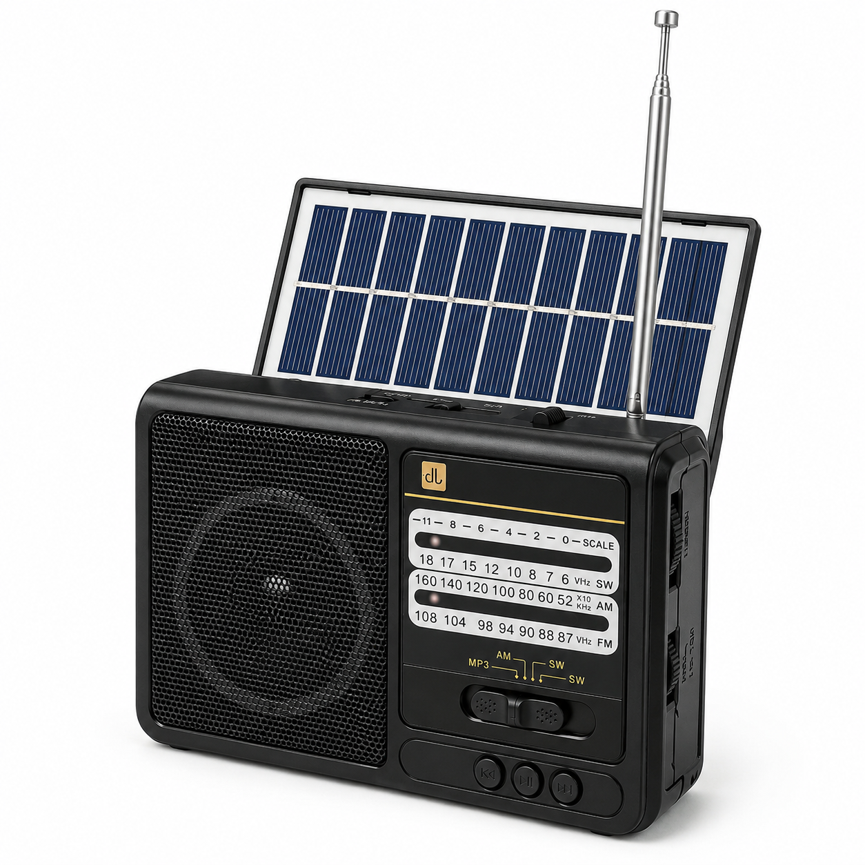 Radio Solar Recargable Multibanda AM/FM/ SW/MP3/SD/ Linterna