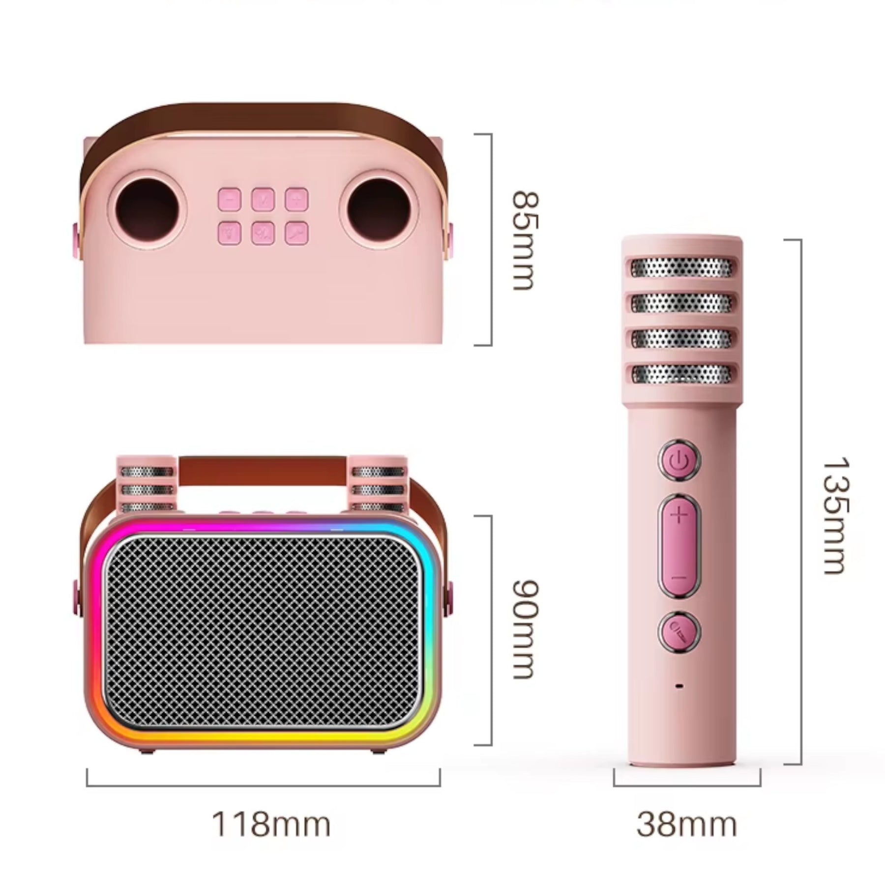 Karaoke Infantil RGB con 2 Micrófonos Inalámbricos Pink My Lil Dual Voice