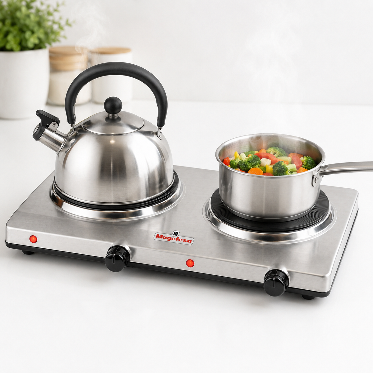 Cocina Encimera Eléctrica Magefesa MGF8022 Dinamic Inox Dual