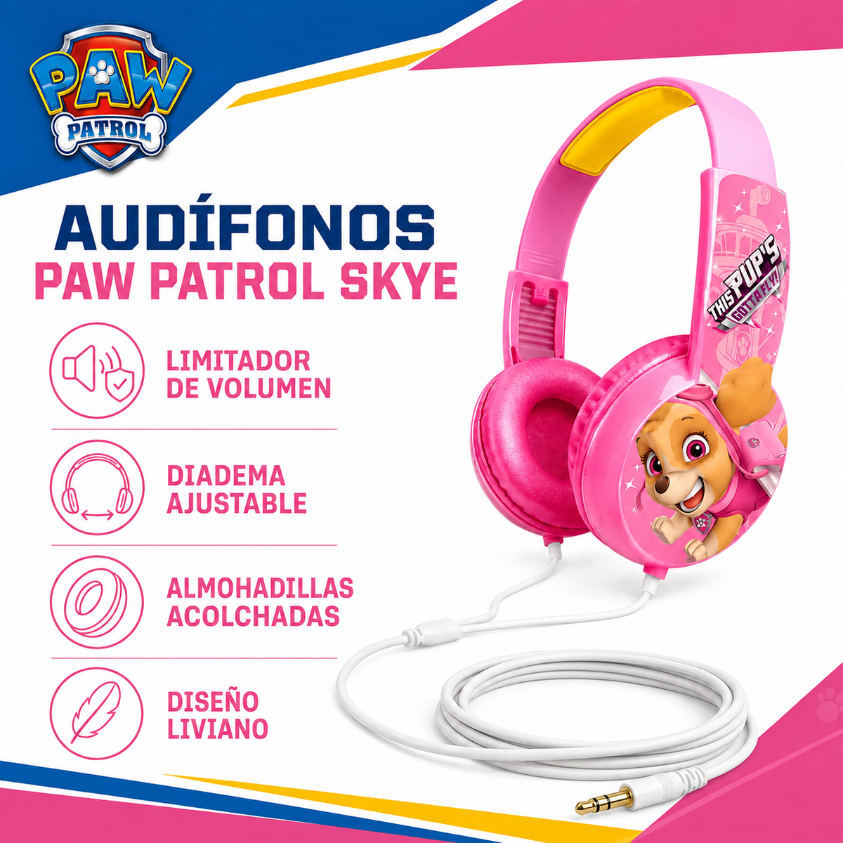 Audífonos Nikelodeon Paw Patrol SKY HP203371-SKY (Niños)
