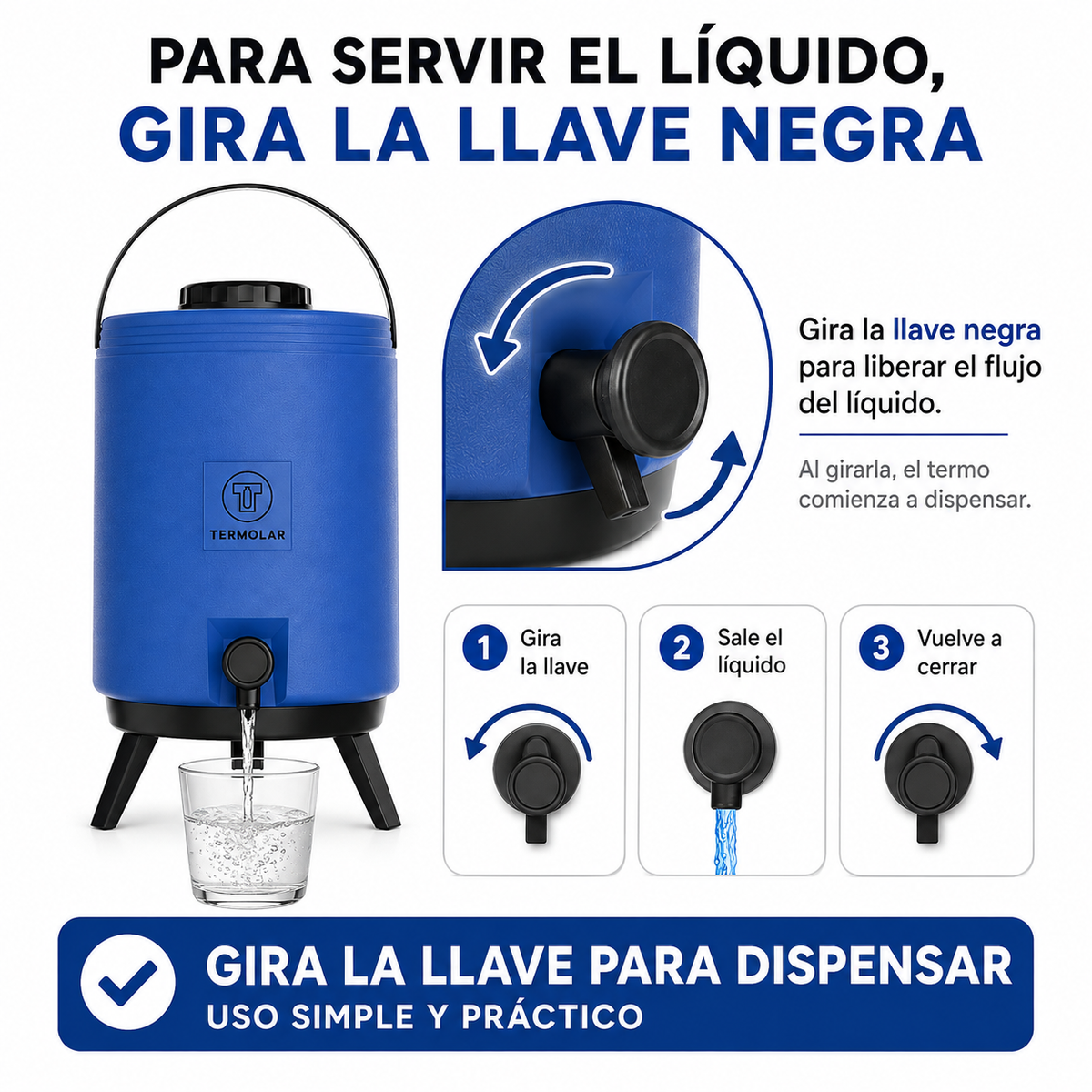 Maxi Termo de 15 Litros Termolar de Alta Eficiencia - Azul