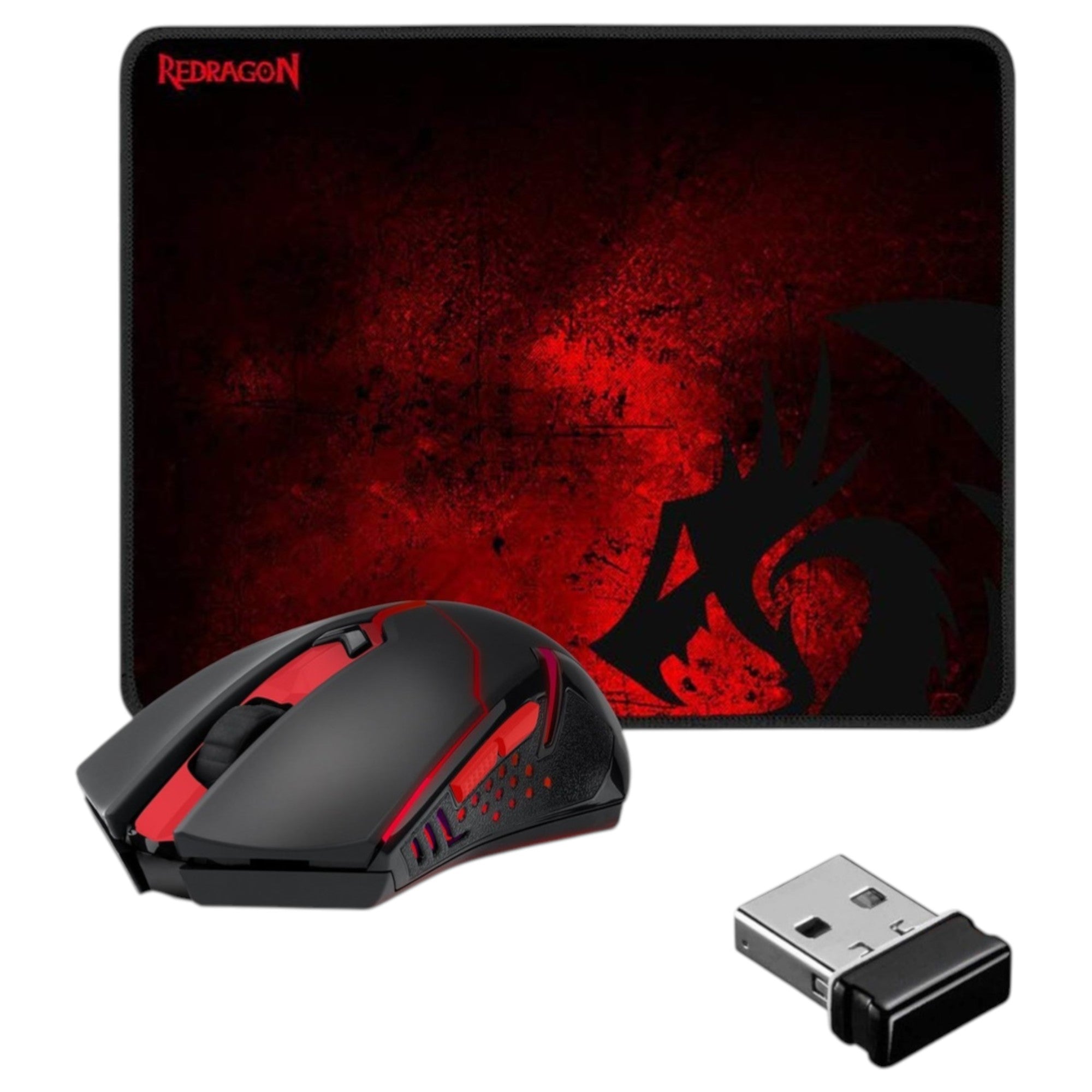 Pack Gamer Mouse Inalambrico 2.4 Ghz + Pad Redragon 33x26cm
