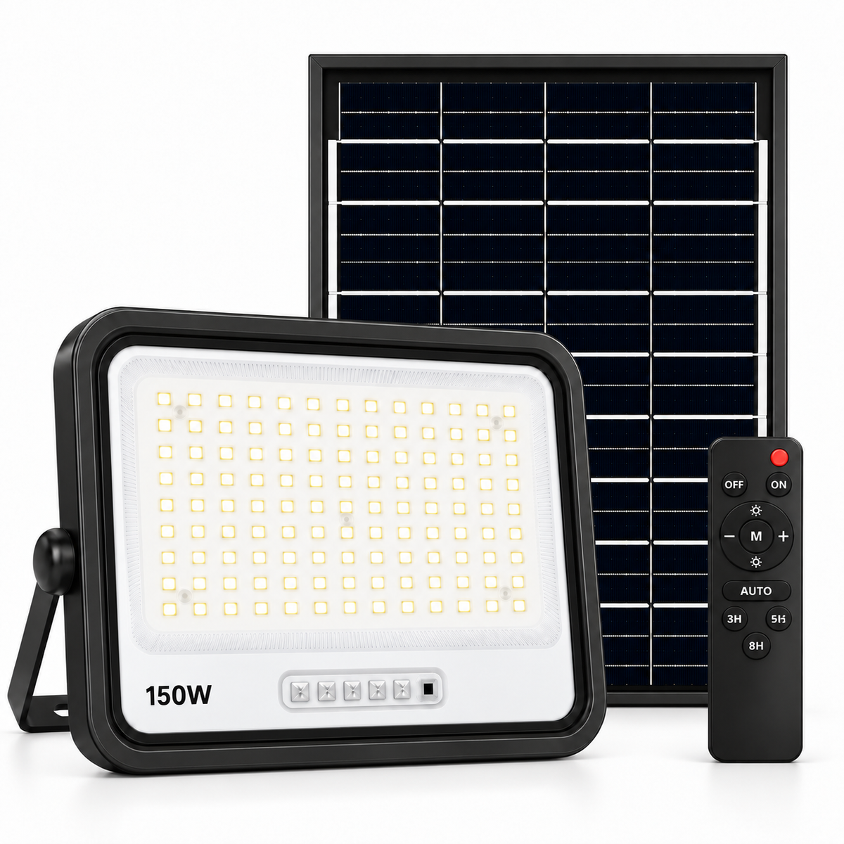 Proyector LED 150W con Panel Solar Independiente + Cable 5MT