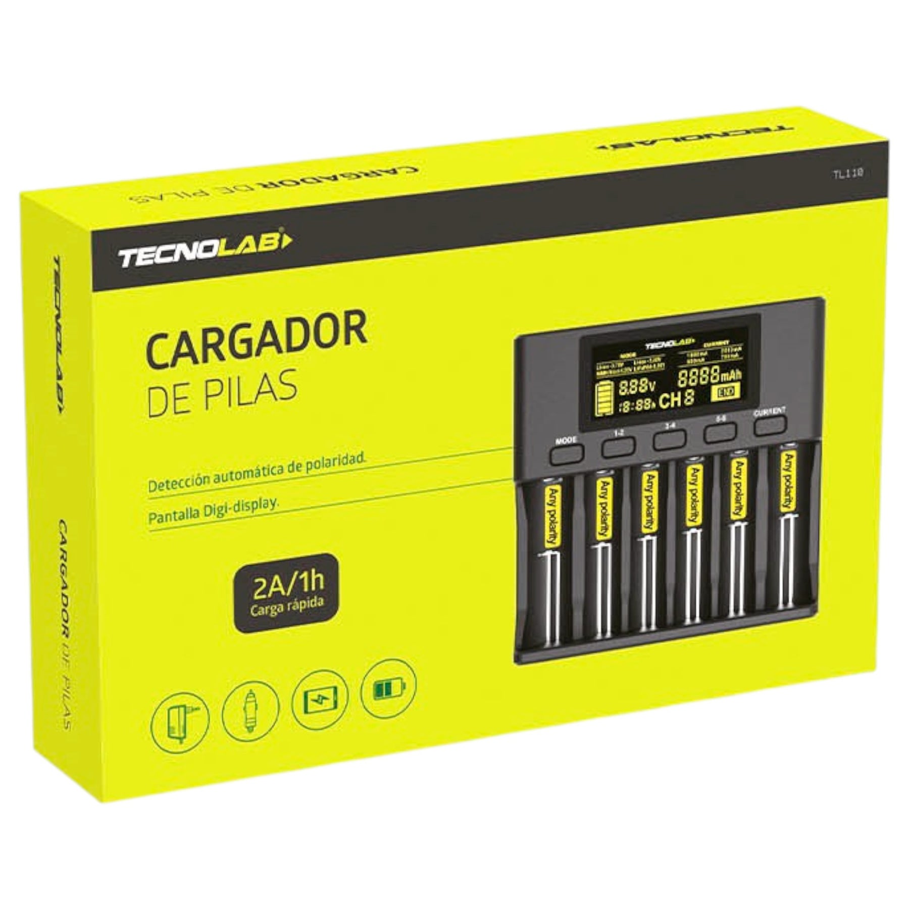 Cargador de Pilas Universal Carga Rápida para 6 Pilas TL110