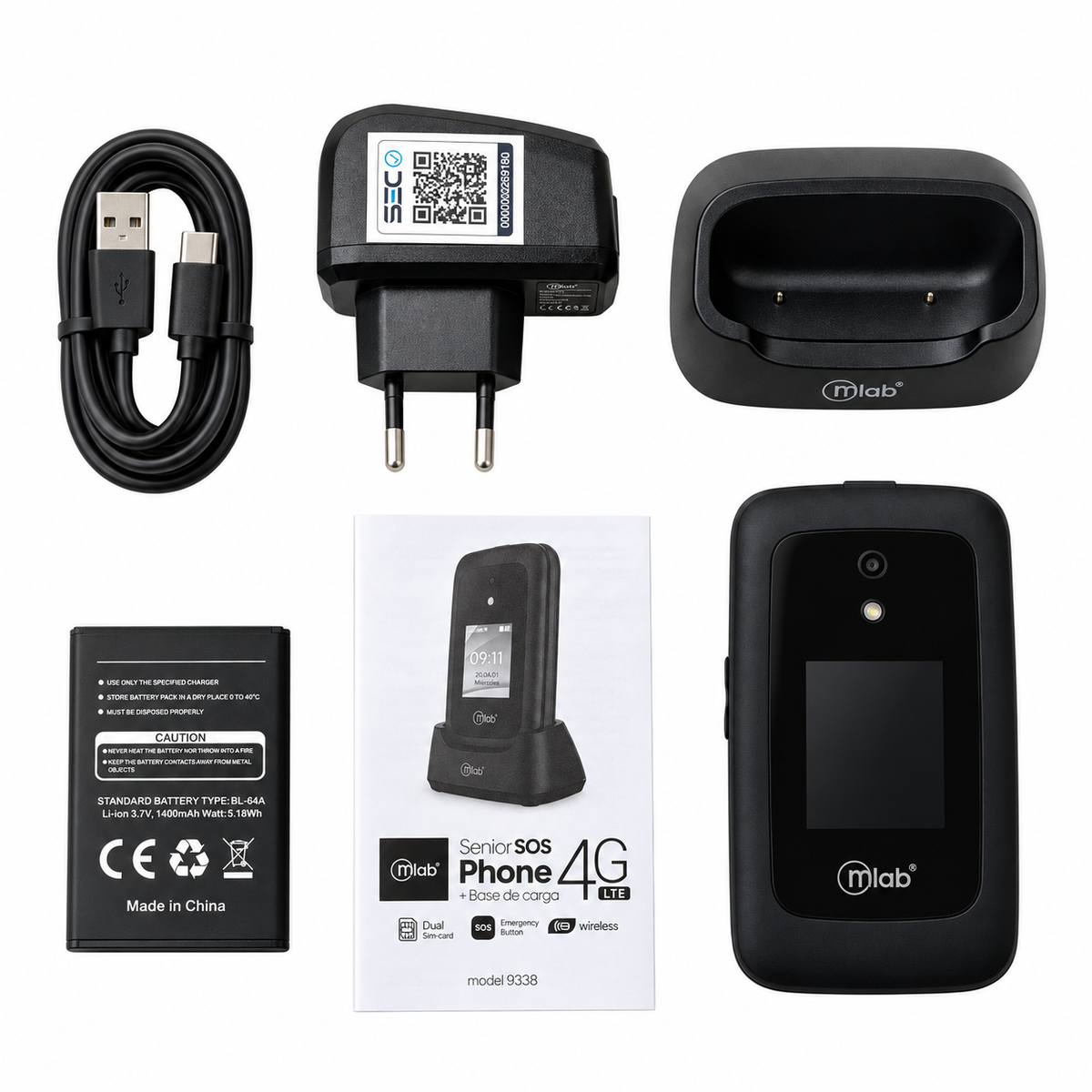 Teléfono Senior Adulto Mayor 4G Almeja con Base de  Carga BK