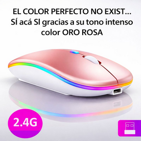 Mouse Dual Inalámbrico Rosado Recargable Bluetooth + USB 2G
