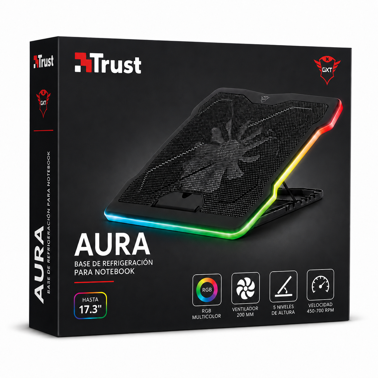 Ventilador para Notebook Trust GXT Aura RGB 17.3” Ajustable