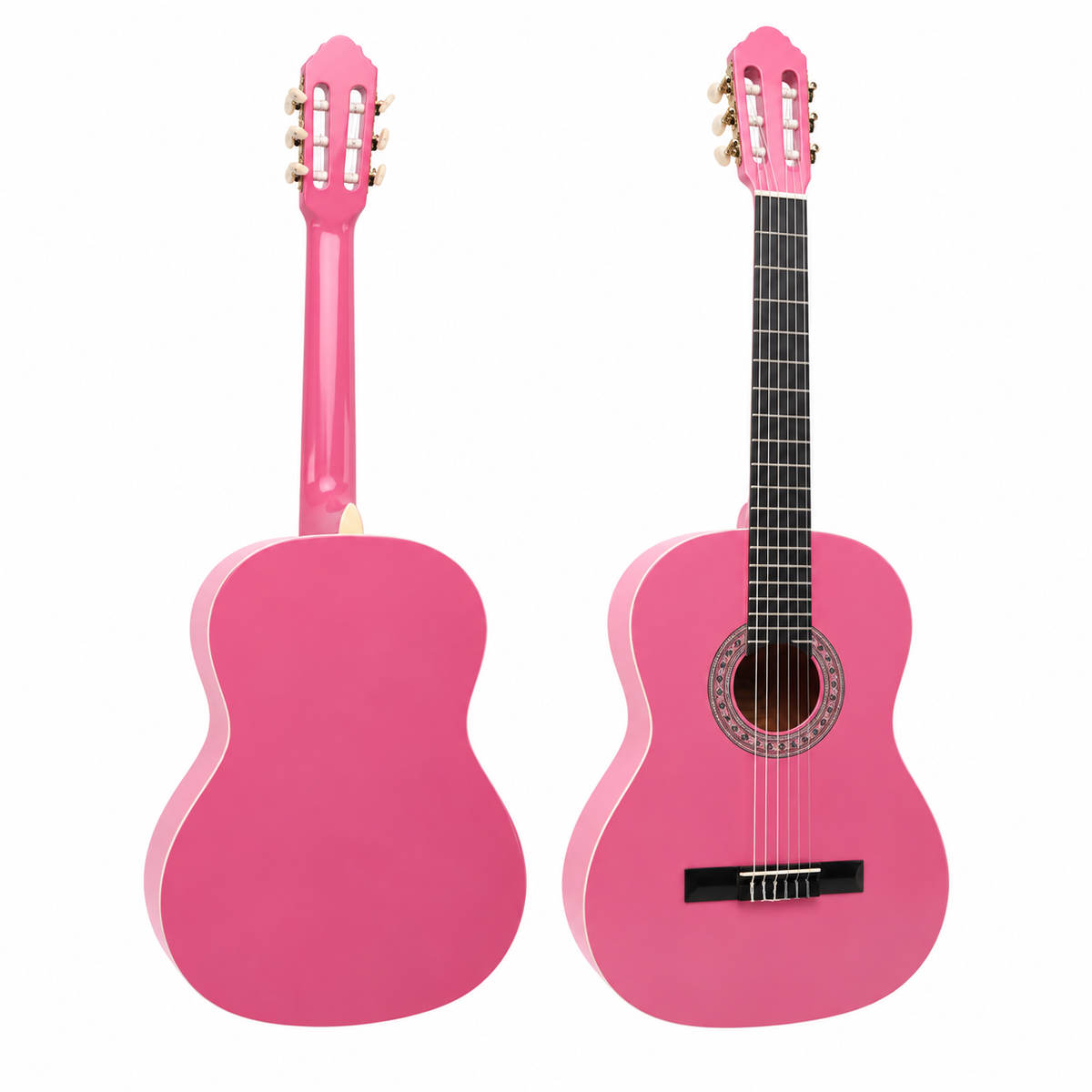 Guitarra Clásica Sevillana Rosada 39” Con Alma y Funda 8451