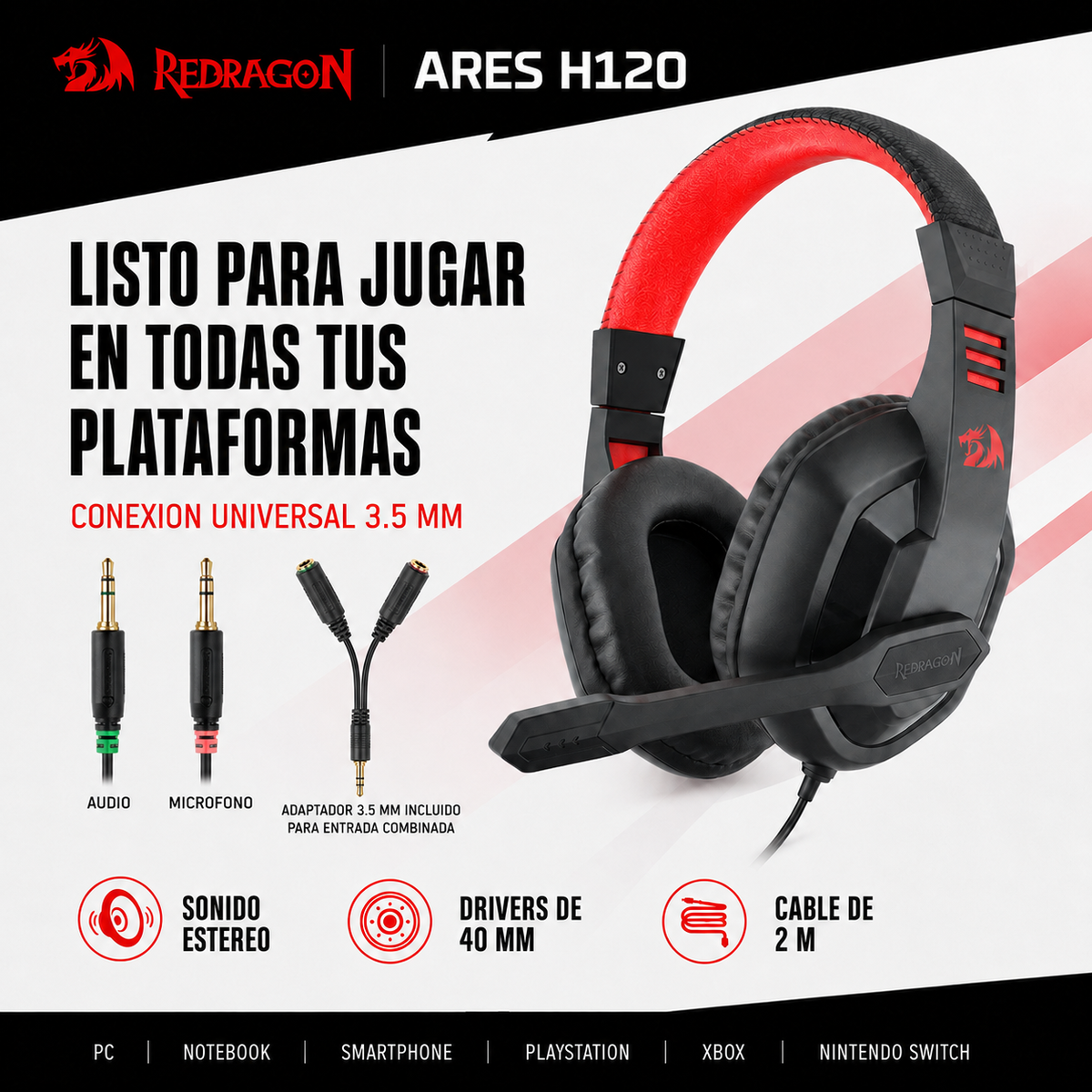 Audifonos Redragon Ares Gaming Edition Multiplataformas