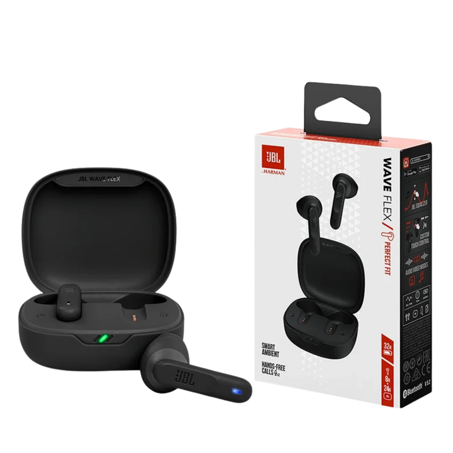 Audífonos Bluetooth JBL Wave Flex Black 32Hrs Deep Bass IP54