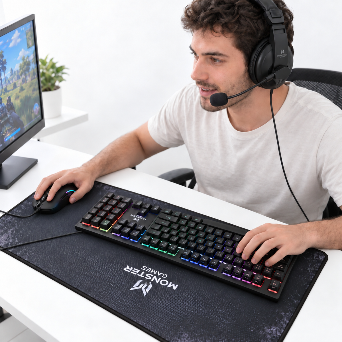 Kit Pro Gamer Mouse Teclado RGB Audifonos y Mouse Pad K4125
