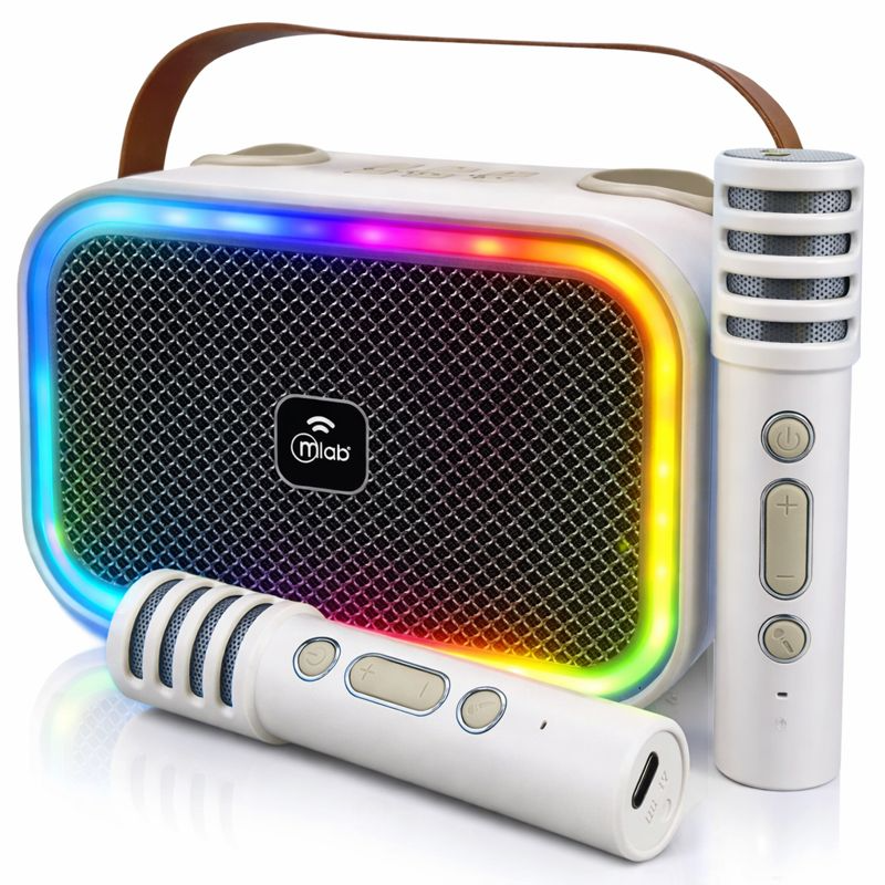 Parlante Karaoke de Niños + 2 Micrófonos Inalámbricos Blanco My Lil Dual Voice RGB