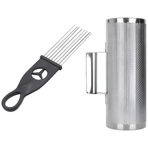 Guiro Musical Ultra Compacto Inoxidable 21x7cm + Cepillo